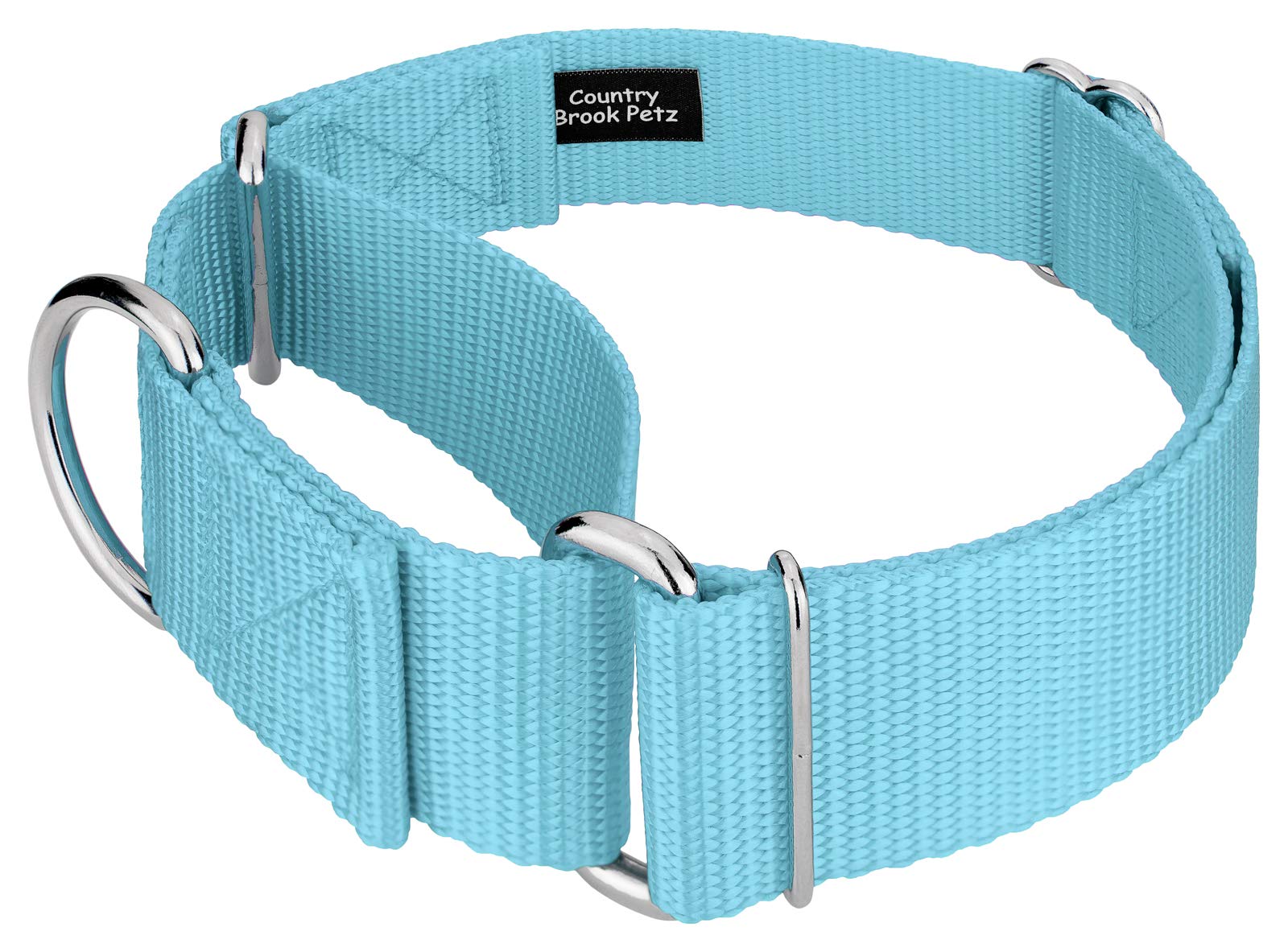 Country Brook Petz - 1 1/2 Inch Martingale Heavyduty Nylon Dog Collar (Large, 1 1/2 Inch Wide, Ocean Blue)