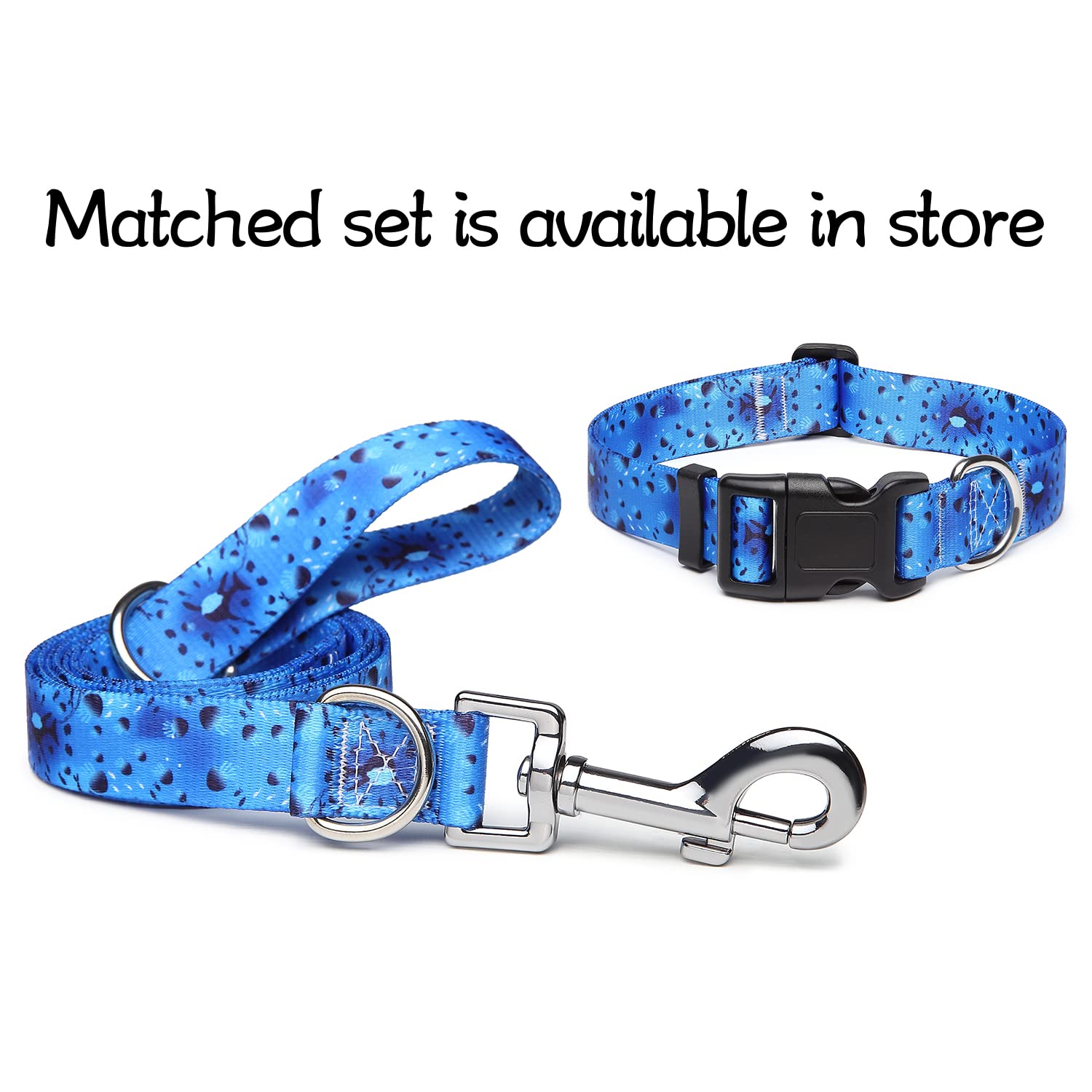 Suredoo Adjustable Dog Collar With Patterns, Ultra Comfy Soft Nylon Breathable Pet Collar For Small Medium Large Dogs (L, Blue Ocean)