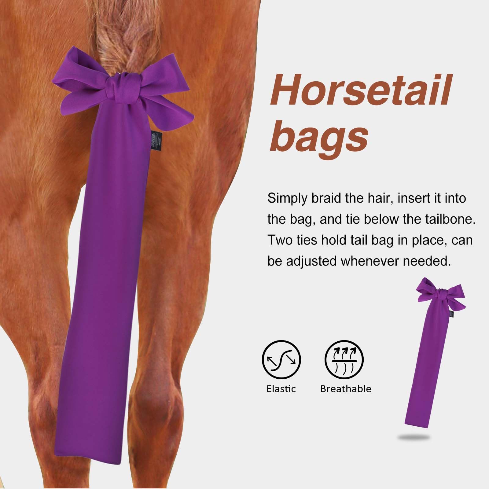 Harrison Howard Breathable Horse Tail Guard, Slip On Design, 2 Strand Straps, 22'' Length, Purple