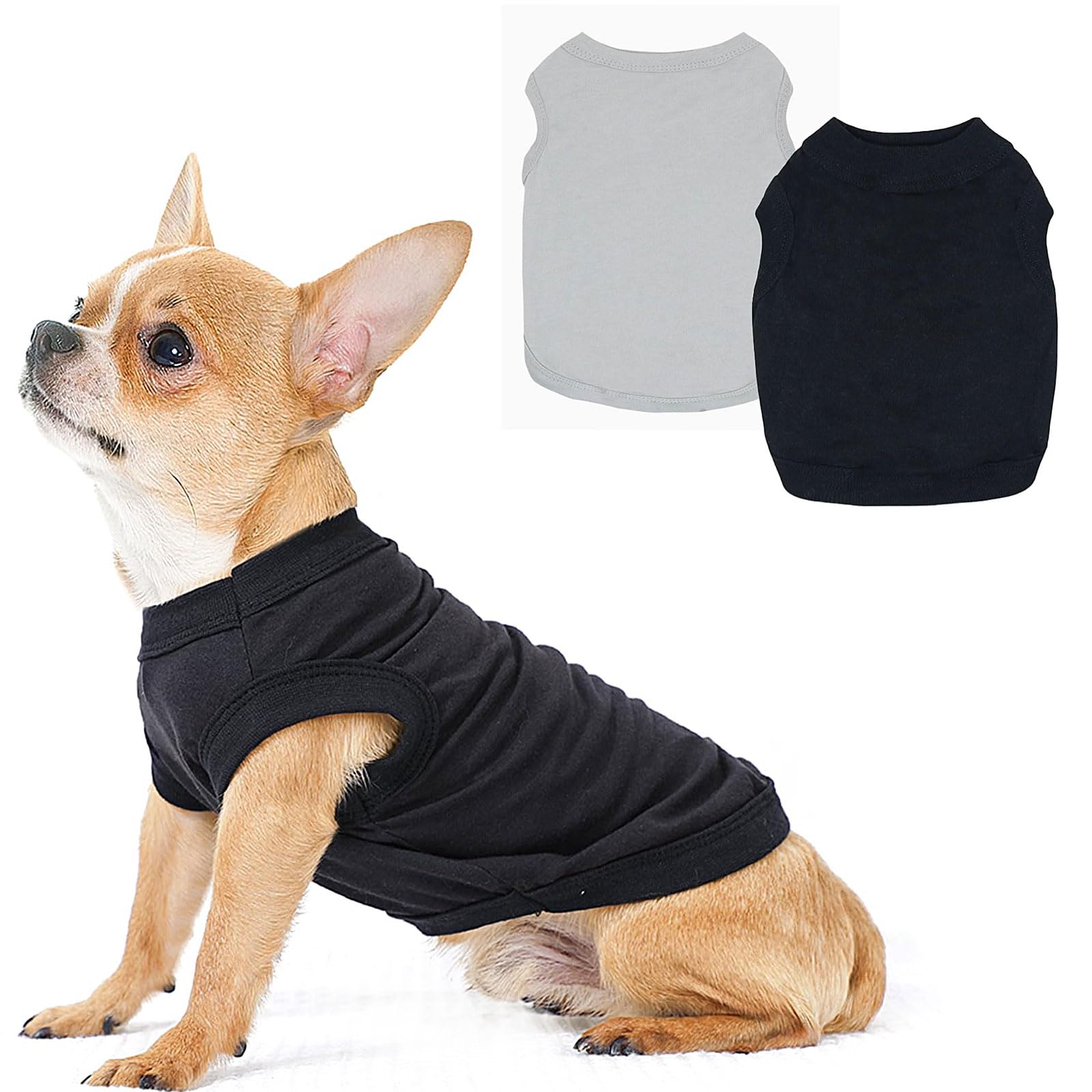 2-Pack Puppy Clothes Dog Shirts Summer Solid Color Sleeveless Pet Tshirts Dog Clothes For Small Medium Dogs Boy And Girl, Cats, 
