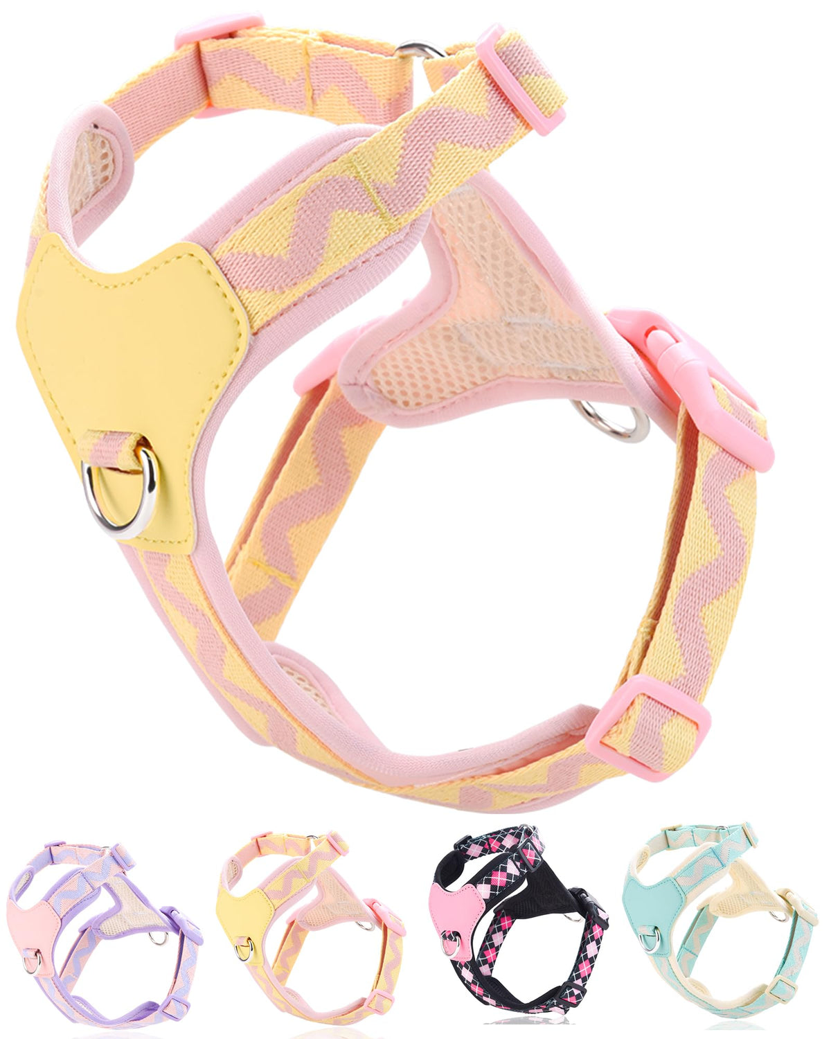 Petank Pink Xs Dog Harness For Small Dogs, No Pull Dog Harness With 2 Leash Clips, Easy Walk Dog Harness Small Sized Dog, Puppy 