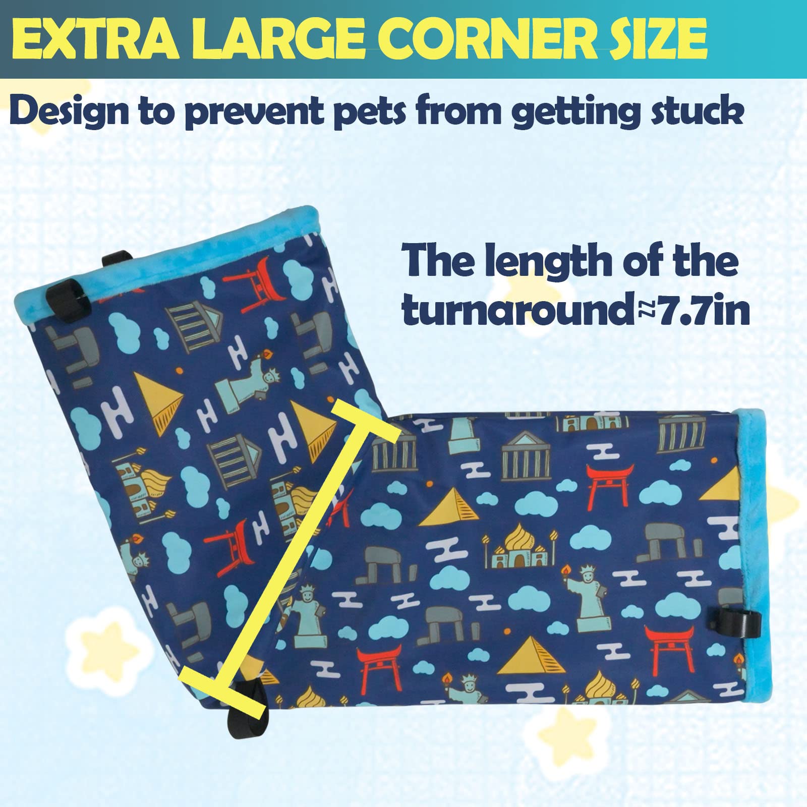 Ferret Cage Accessories Tunnel Tube Corner Hide Fleece Hideaway Bed Hammock Bed For Guinea Pig (Blue)