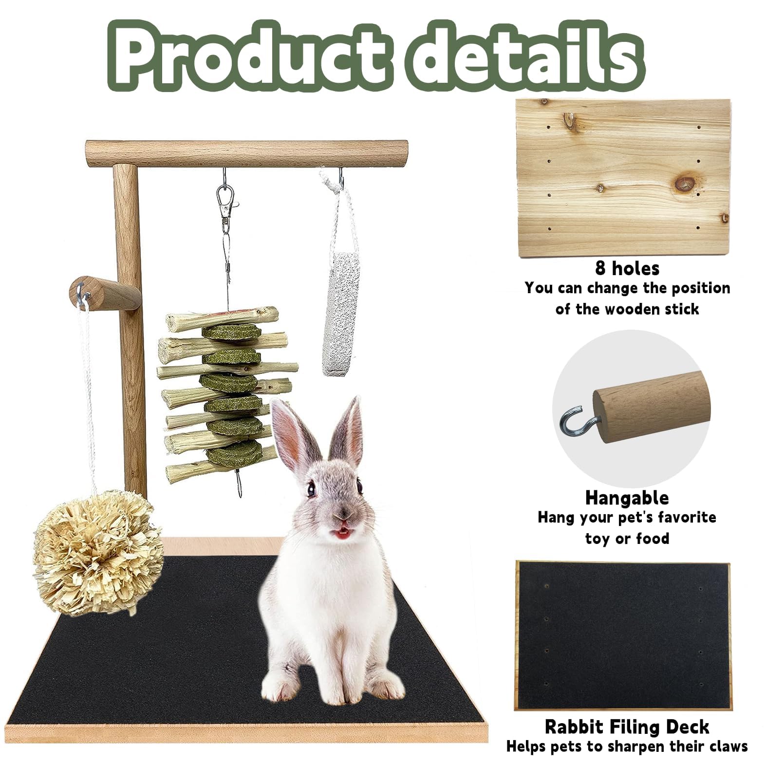 kathson Bunny Toys Rabbit Wooden Scratch Nail Scratch Board Hanging Chew Toys for Small Animals Guinea Pigs Hamster Chinchillas