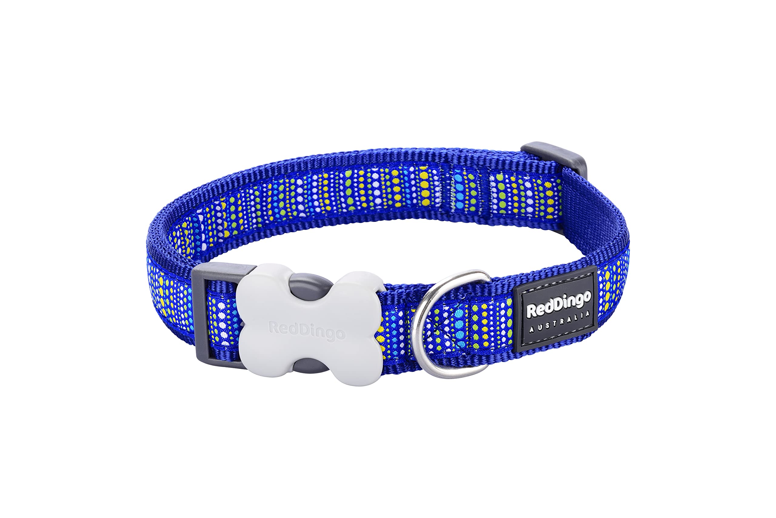 Red Dingo LotzaDotz Dark Blue Dog Collar, Medium/Large/20mm