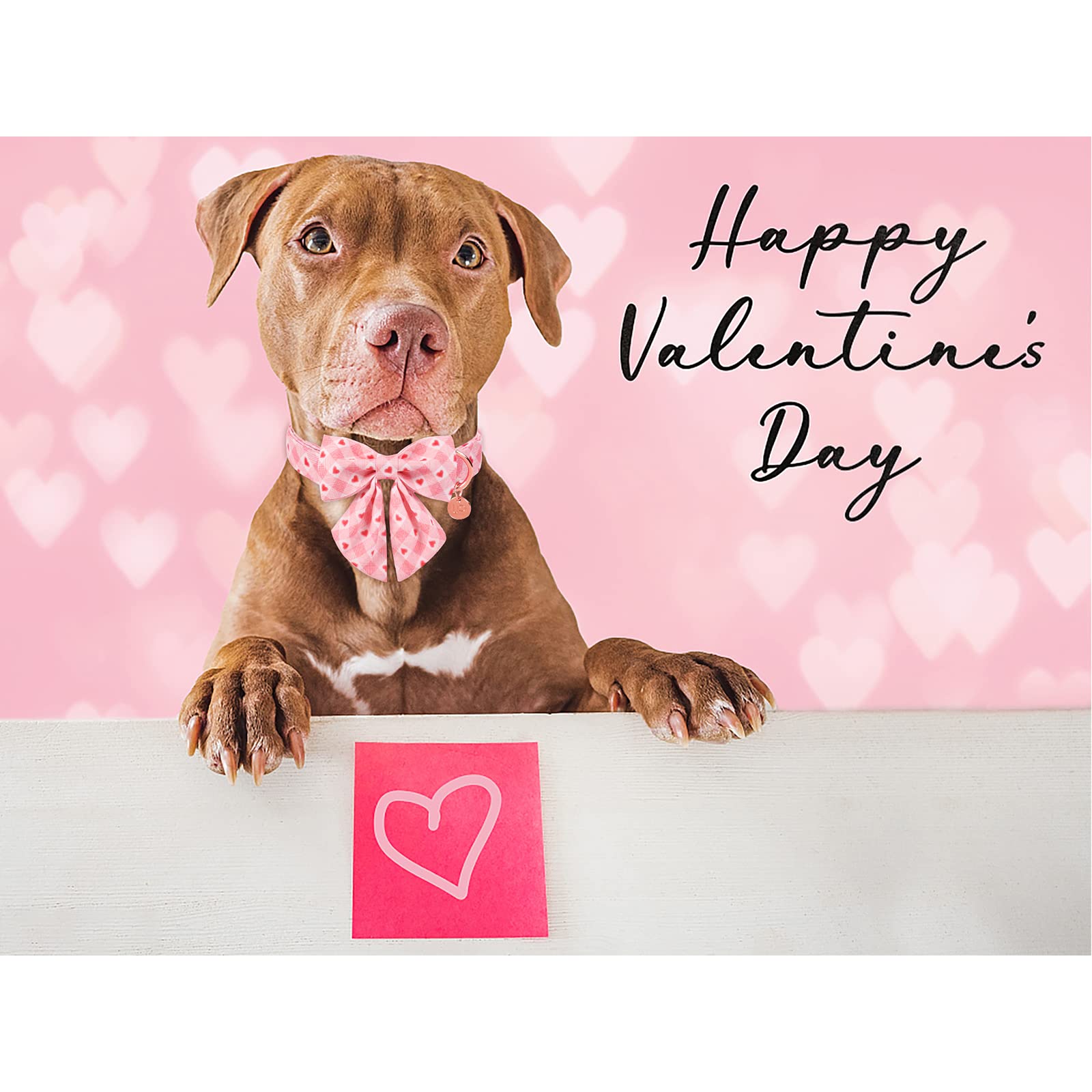 Up Urara Pup Valentine Dog Collar With Bow Tie, Valentine Bowtie Collar For Small Girl Boy Dog, Cotton Collar With Metal Buckle, Valentine’S Day Gift Pet Collar, S, Neck 10-16In, Pink Plaid