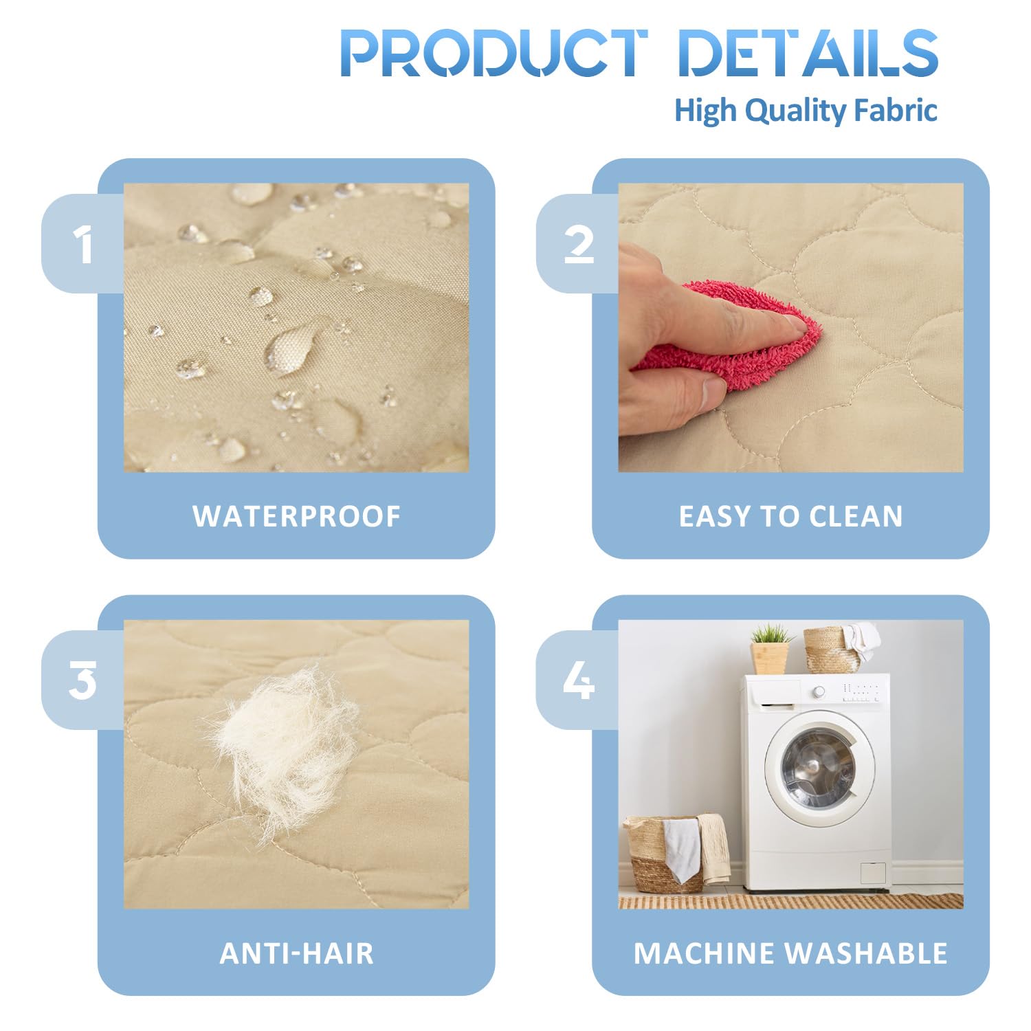 Chhkon Dog Bed Covers Replacement Washable Waterproof Pet Puppy Bed Cover For Dog(Beige,30X20X6 Inch)