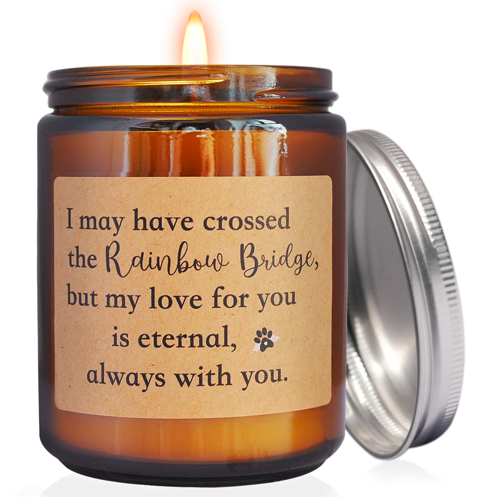 Fufyukey Dog Memorial Gifts, Pet Loss Sympathy Candle, Rainbow Bridge Remembrance Gifts, Paw Print Pet Memorial For Dogs And Cat