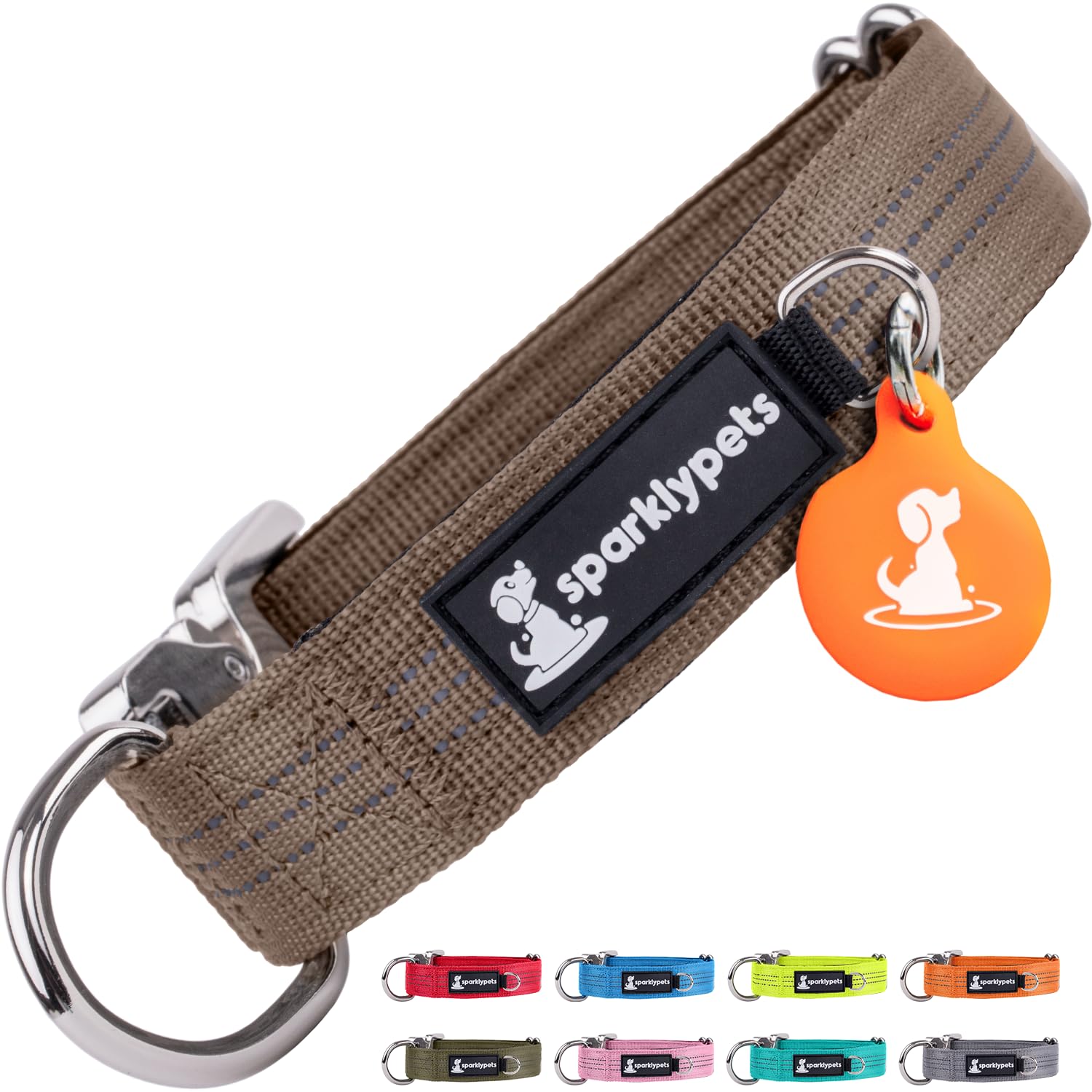 Sparklypets Small Dog Collar With Quick Release Buckle & Airtag Holder - Collars For Female Dogs & Boys With Reflective Stripes 