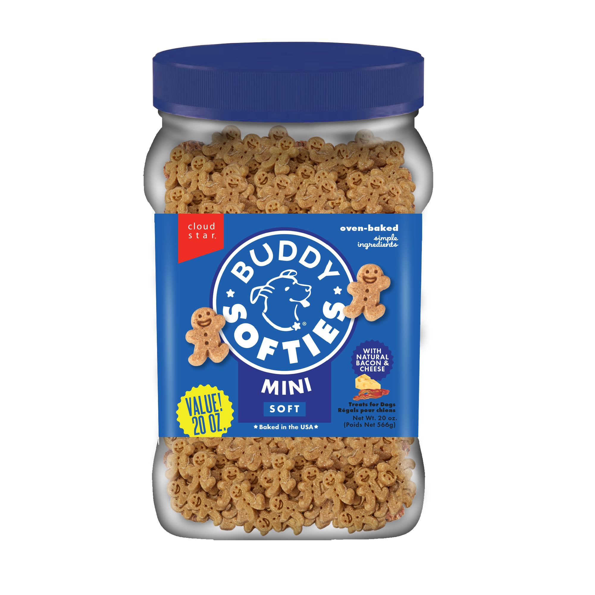 Buddy Softies Soft & Chewy Dog Treats, Bacon & Cheese, 20 oz. Jar