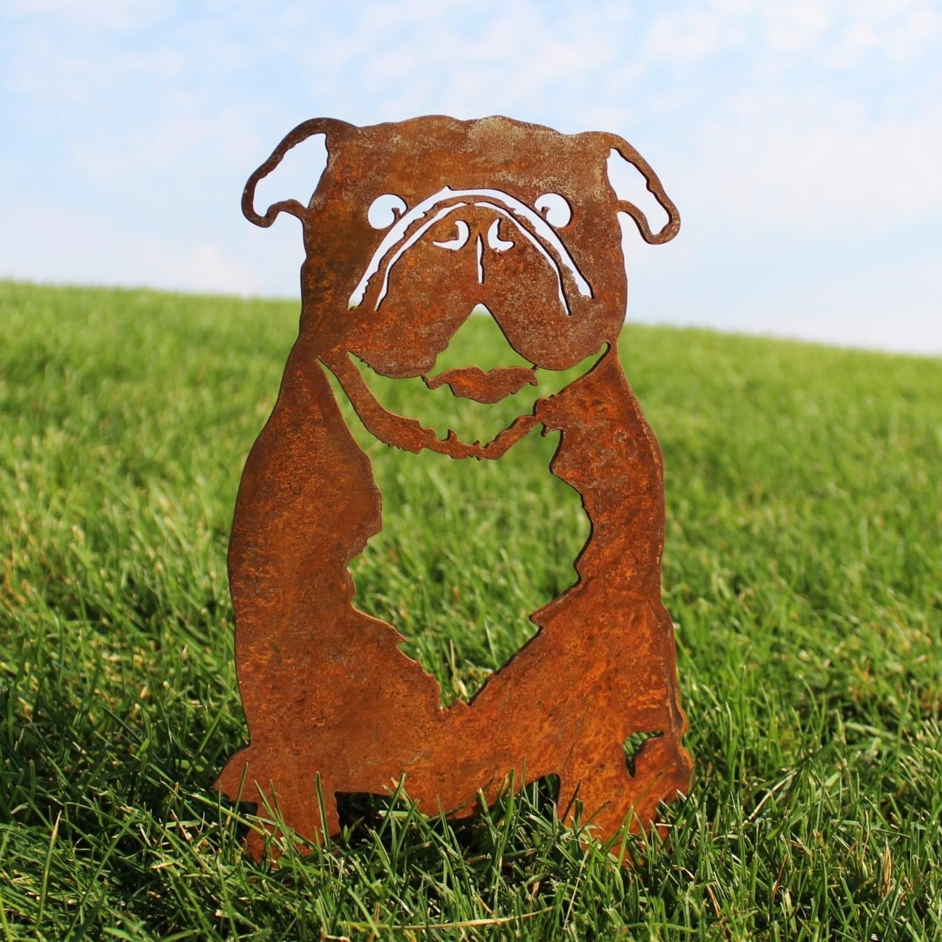 My Metal Rescue Corten Steel English Bulldog Dog Silhouette Yard Stake (Small)