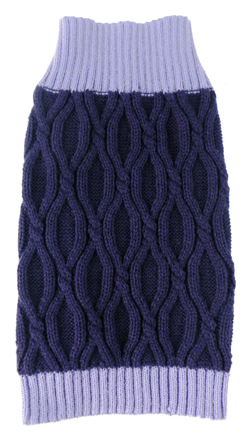 Pet Life  Oval Weaved Fashion Pet Sweater - Designer Heavy Cable Knitted Dog Sweater with Turtle Neck - Winter Dog Clothes Desig
