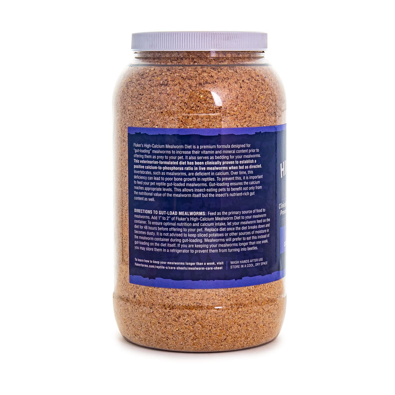 Flukers High Calcium Mealworm Diet, Can Be Used as a Gut-Loading Food or Bedding, 3 lbs.