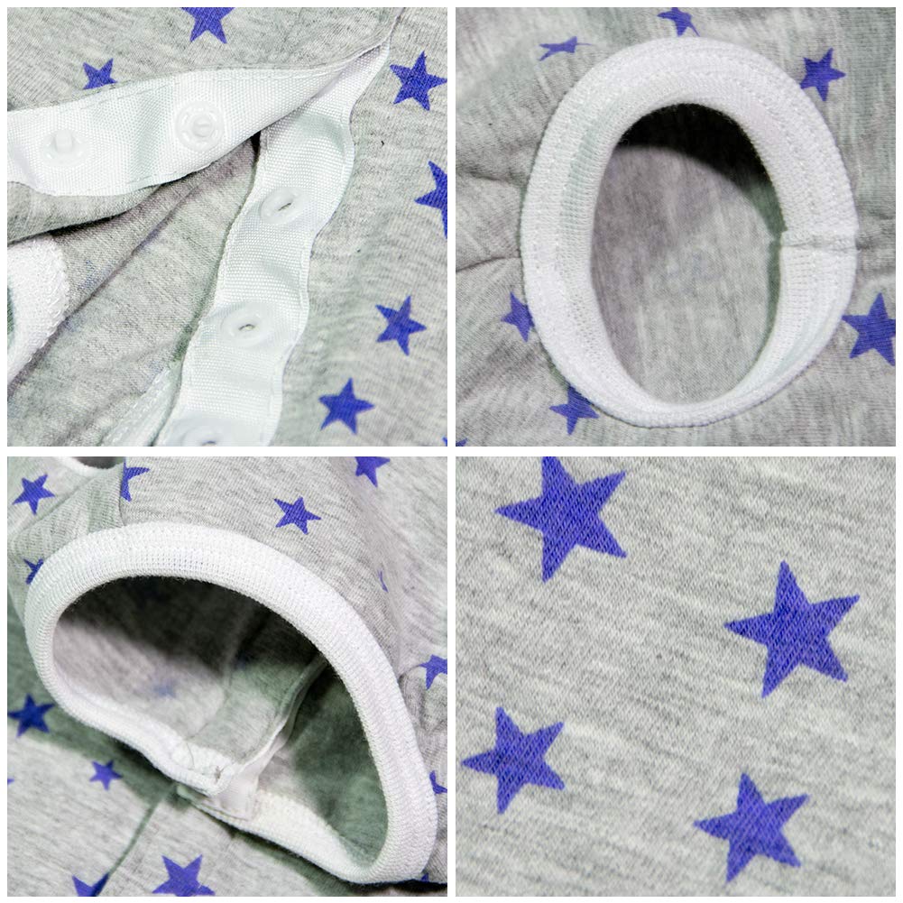 Dogs Recovery Suit Post Surgery Shirt For Puppy, Wound Protective Clothes For Little Animals(Grey Stars-L)