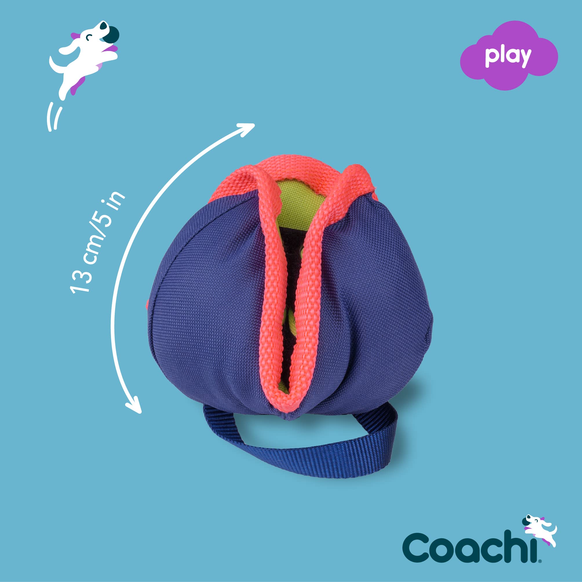 The Company of Animals Coachi Chase & Treat Dog Toy, Navy Nylon, Model 41620A, Interactive Enrichment for Training & Retrieval