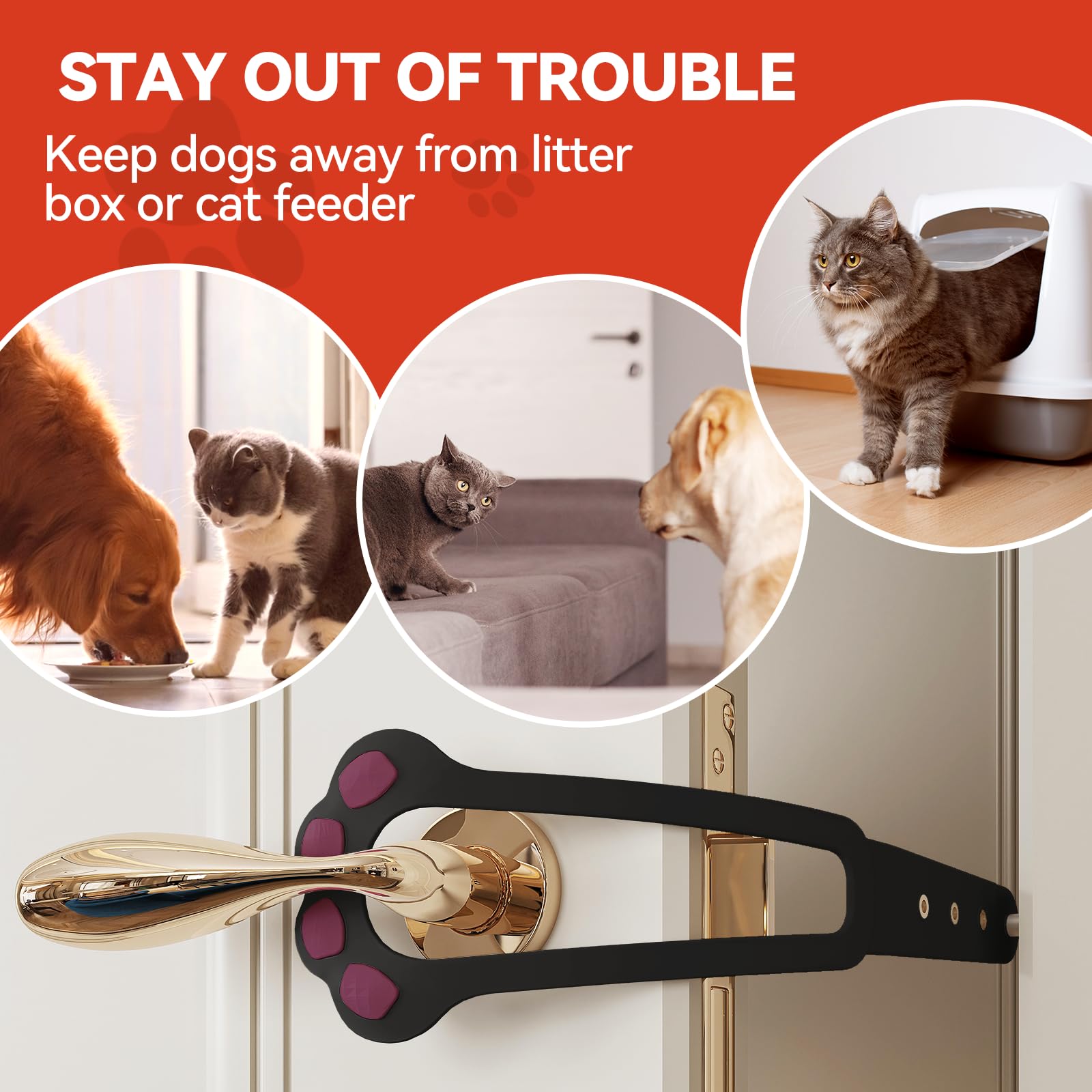 TGIOW Cat Door Latch, 2 Pcs Cat Door Stopper Pet Door Latch to Keep Dog Out of Litter Box and Food, Door Prop for Cat with 4 Adj