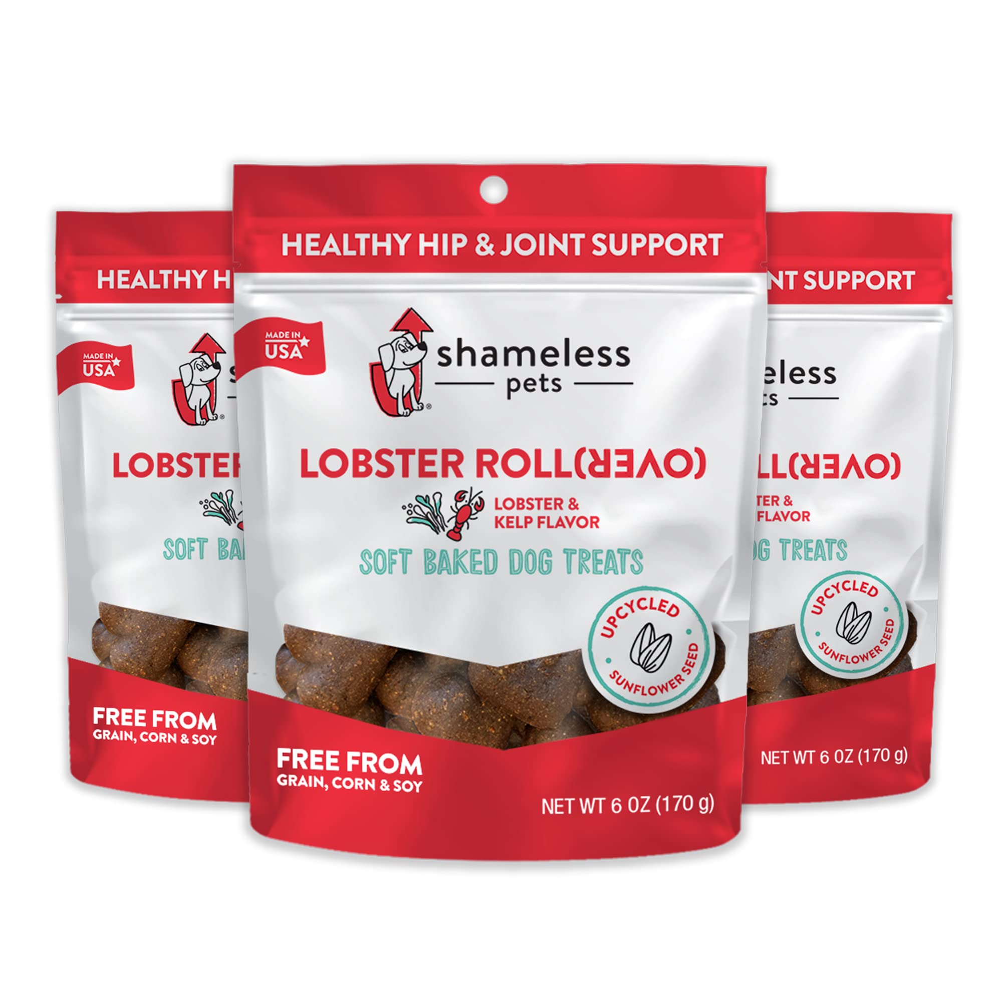 Shameless Pets Soft-Baked Dog Treats, Lobster Rollover - Natural Dog Chews for Hip & Joint Support with Glucosamine - Baked & Ma