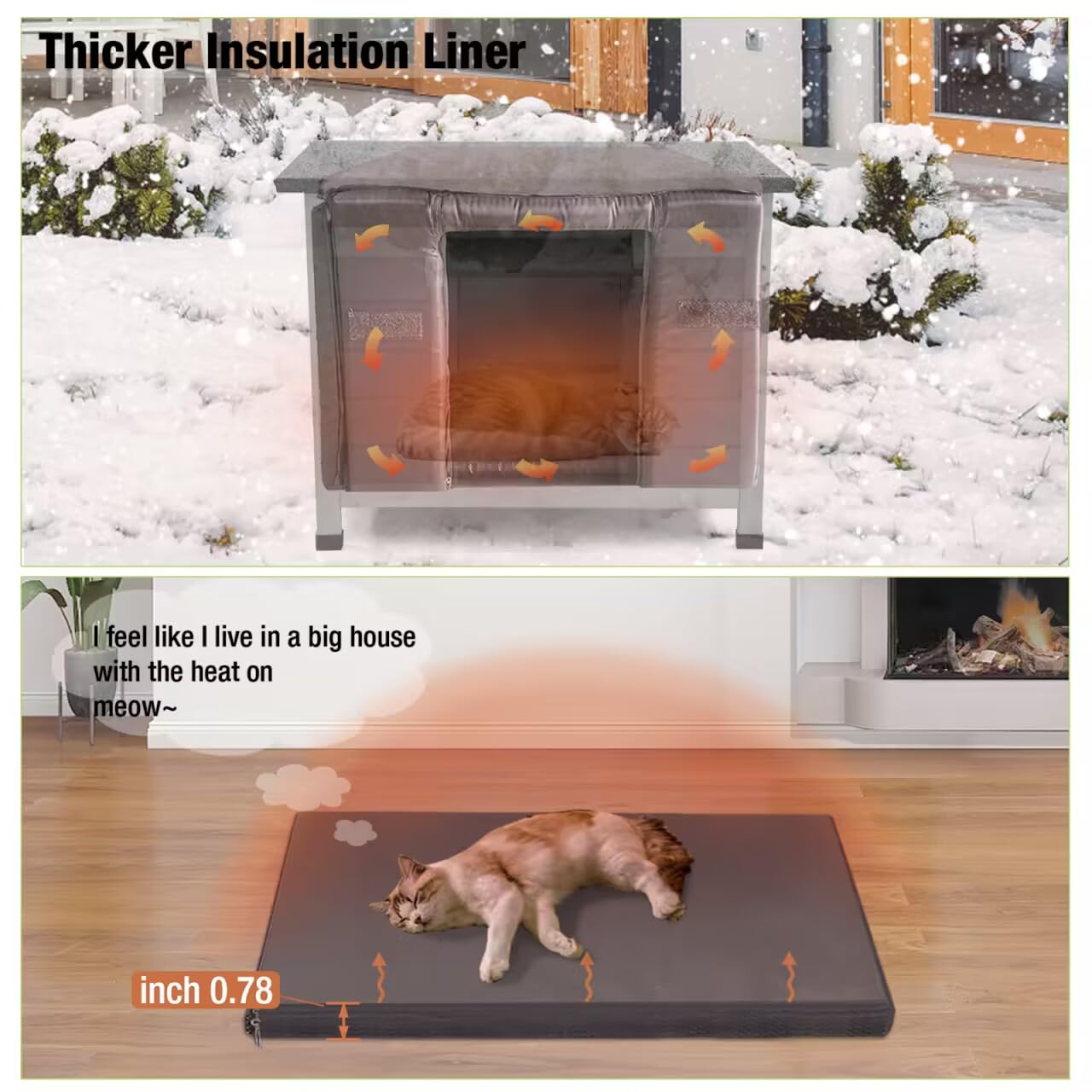 Outdoor Cat House With Insulated Liner Weatherproof Feral Cat Shelter For Winter