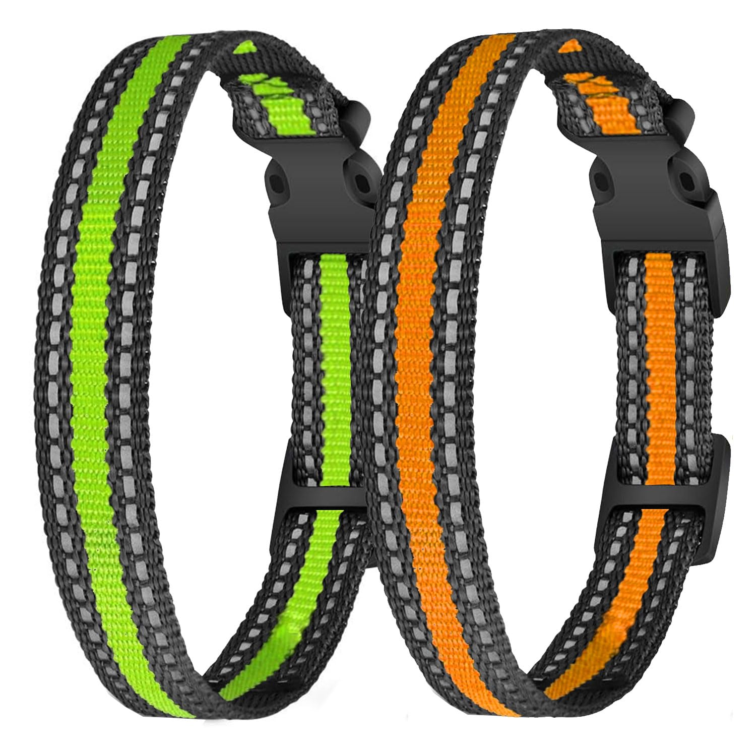 Aikko 2 Packs Dog Collars Strap For Most Of Electronic Training Shock Bark Collar Receivers-Adjustable Durable Reflective Waterp