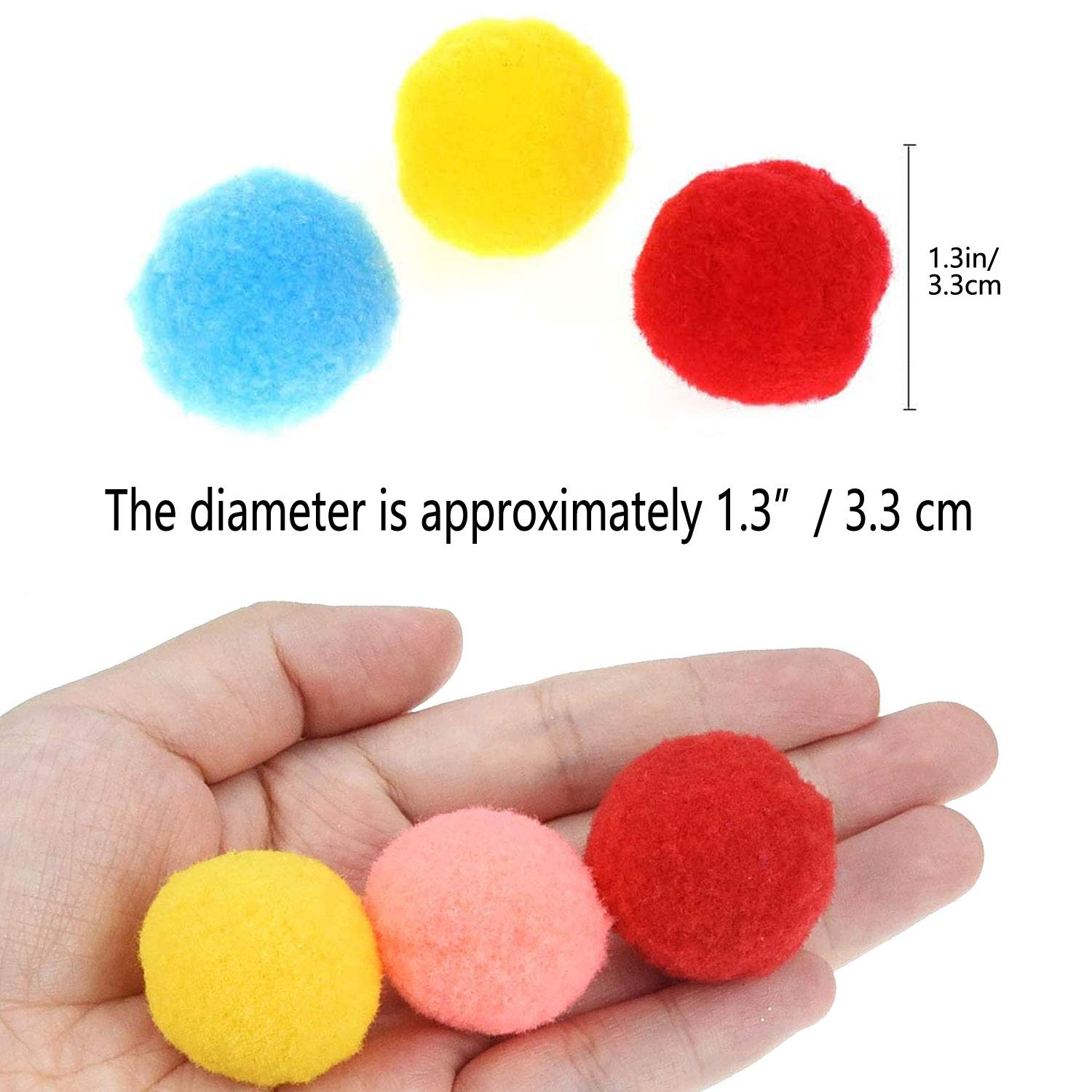 Voviggol 30Pcs 1.3 Inch Cat Toy Balls Soft Kitten Pompom Toys Indoor Cats Interactive Playing Quiet Ball Cats Favorite Toy, Cat
