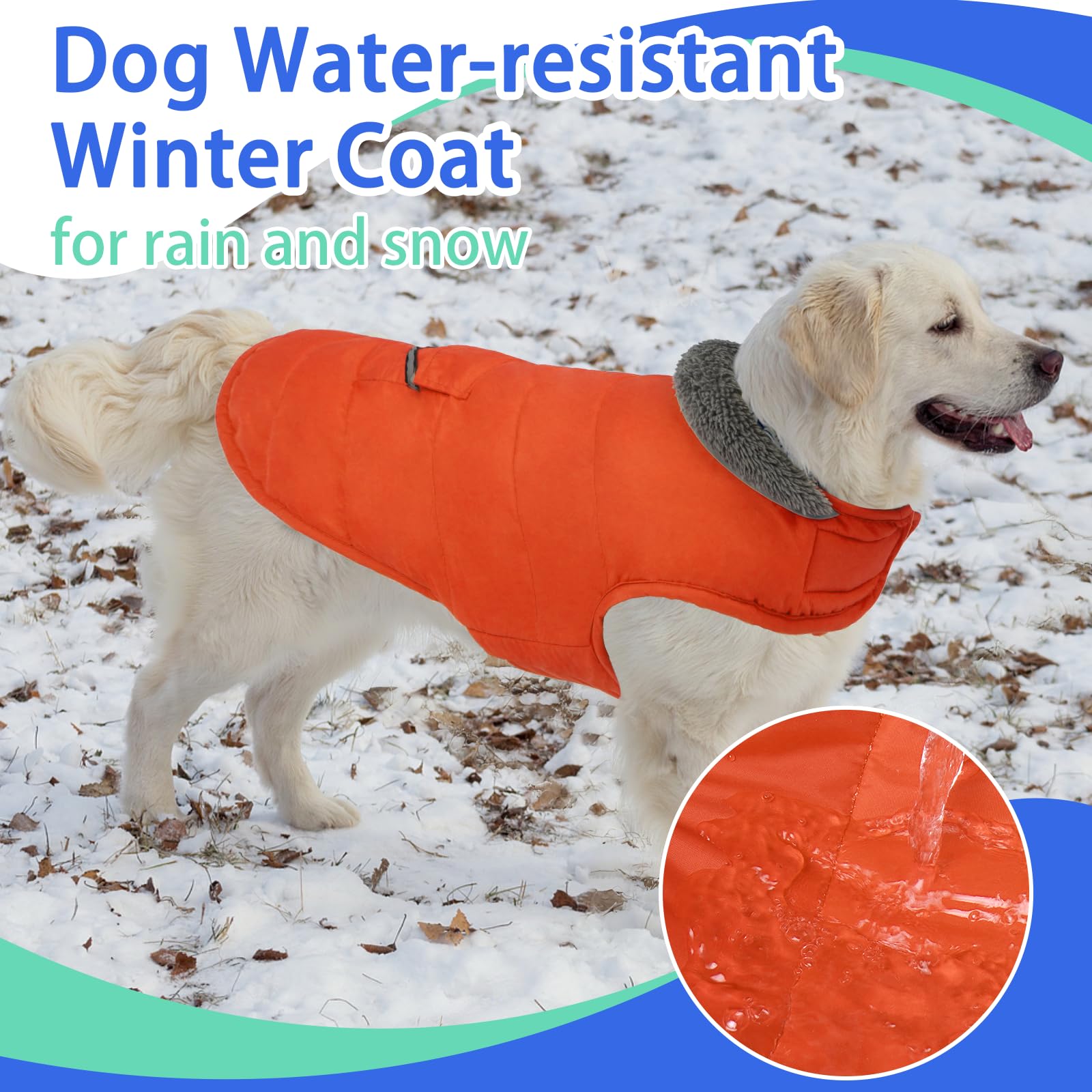 MIGOHI Warm Dog Coat, Winter Dog Jacket for Cold Weather, Reflective Windproof Dog Fleece Vest Thick Dog Apparel with Leash Hole