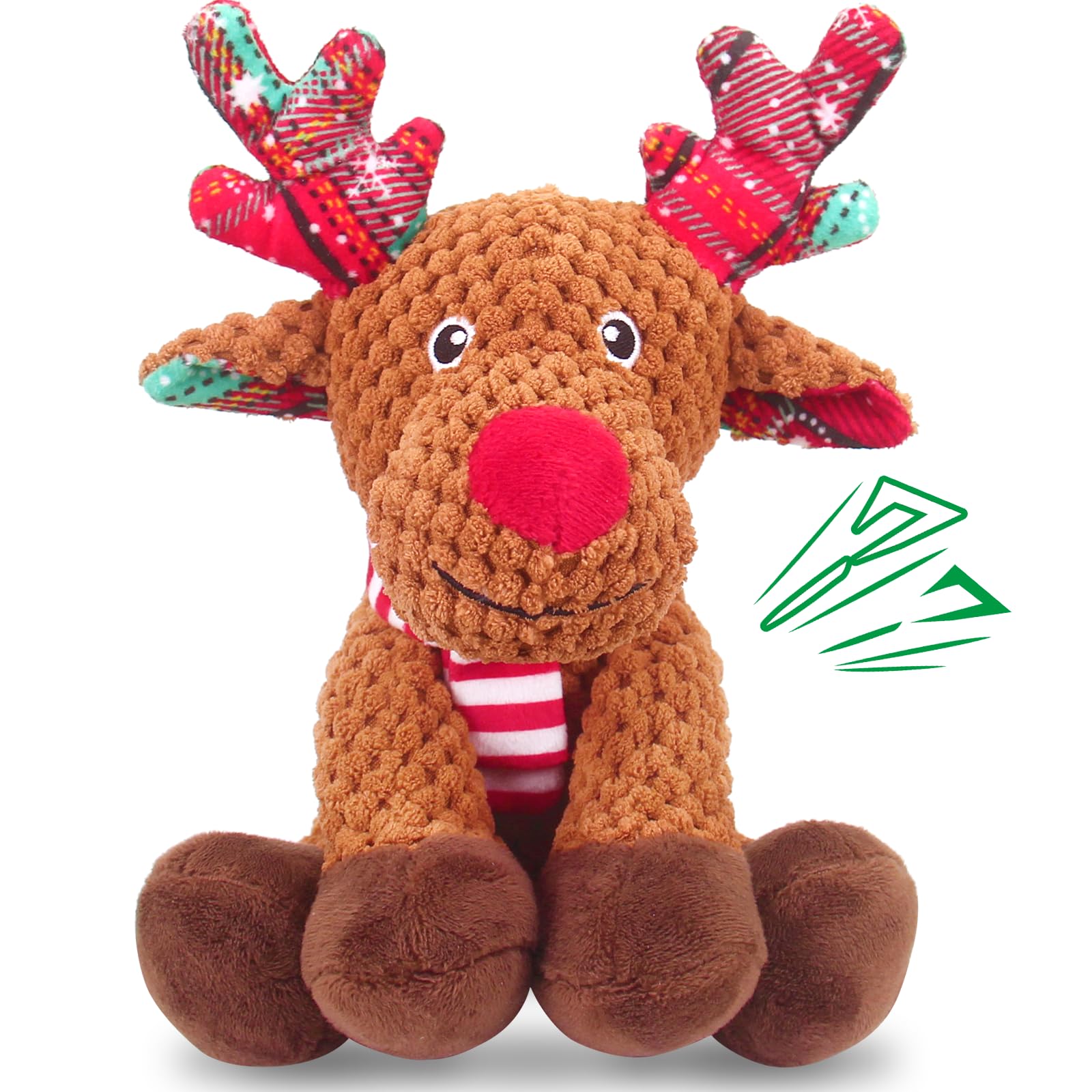 Christmas Dog Toys, Dog Squeaky Toys With Crinkle Paper, Interactive Plush Puppy Chew Toys, Cute Reindeer Dog Funny Toys, Dog Gi