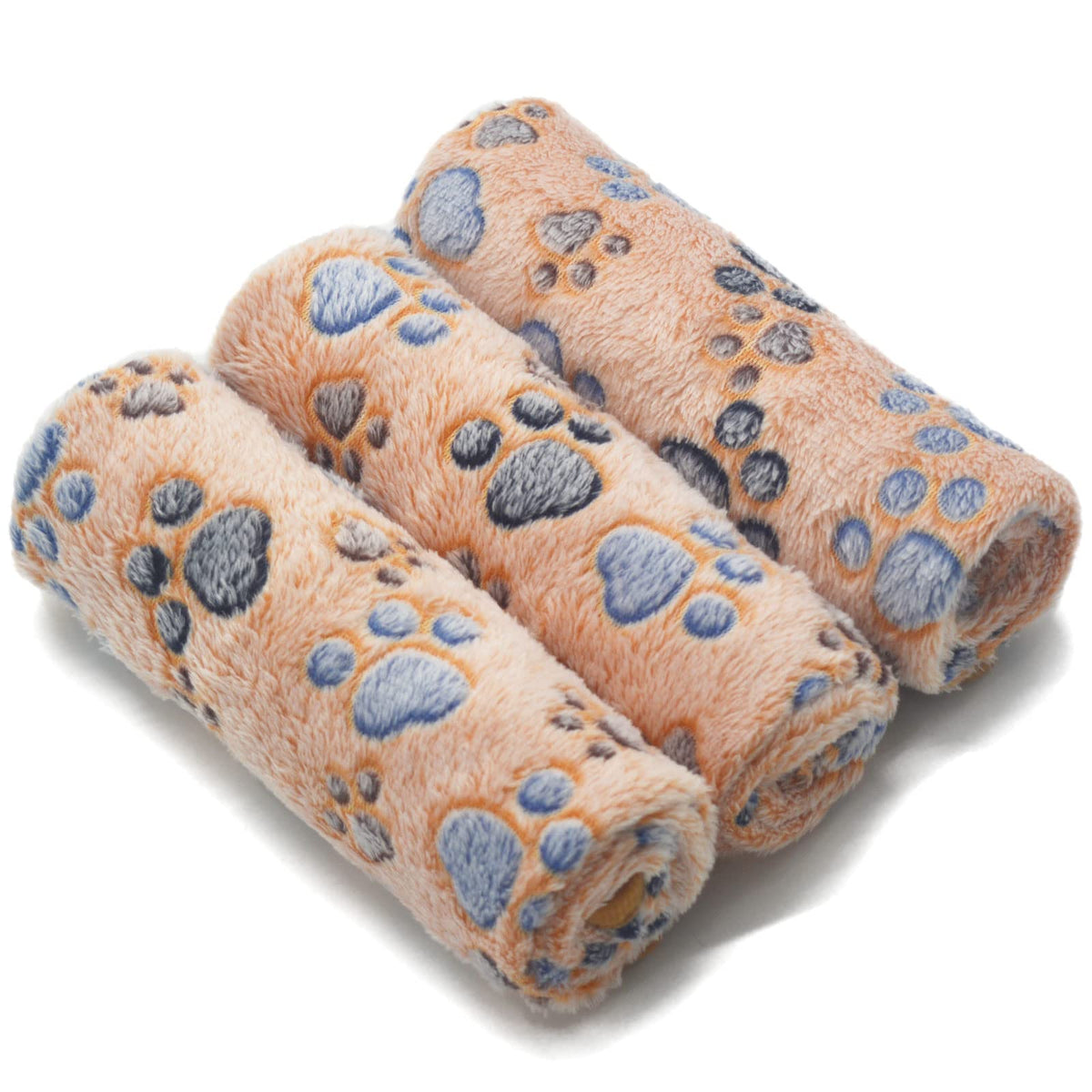 1 Pack 3 Puppy Blankets Super Soft Warm Sleep Mat Paw Print Blanket Fluffy Premium Fleece Pet Blanket Flannel Throw Dog Blankets For Small Dogs Puppy Cat -Brown Paw,Small(23'X15')