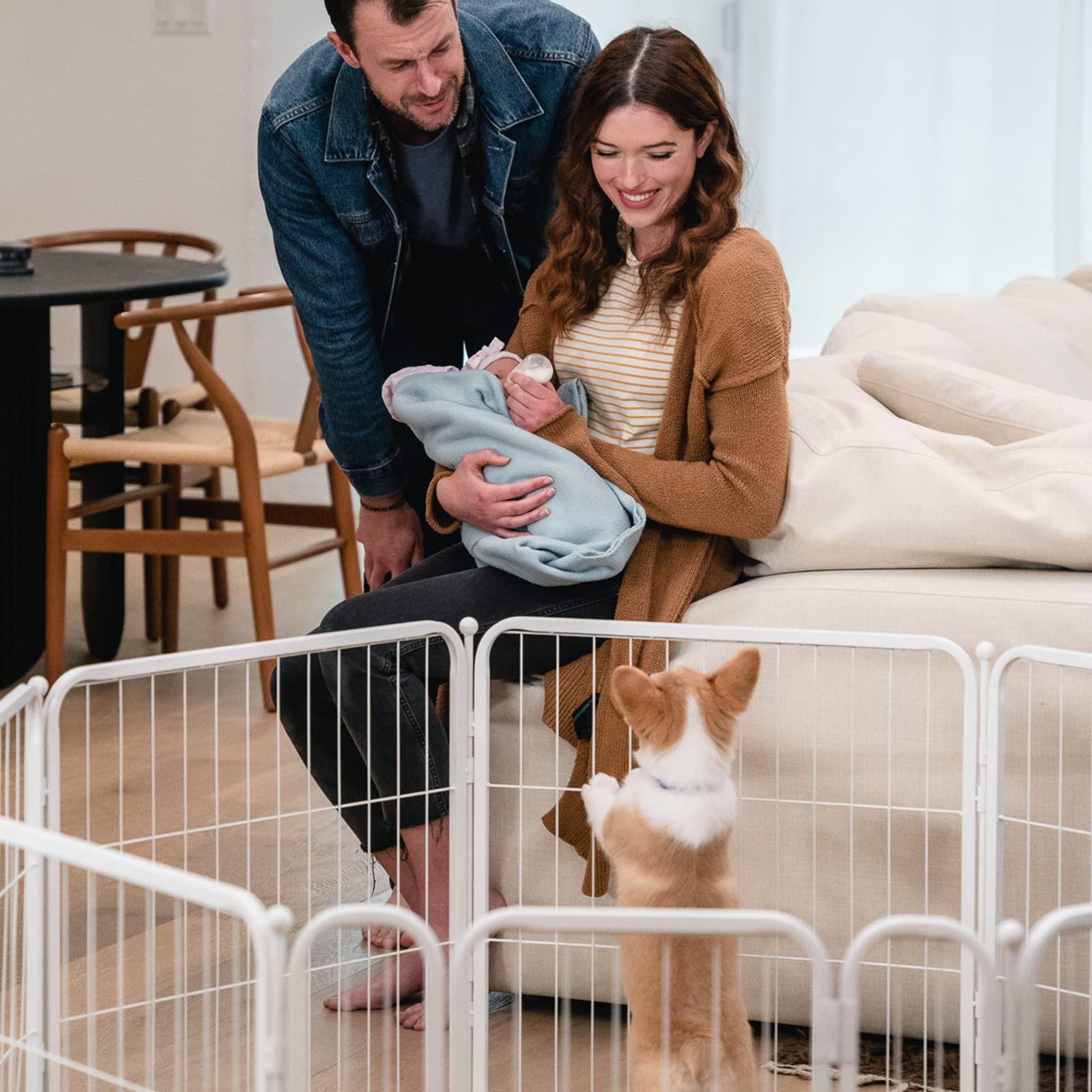 Fxw Homeplus Indoor Dog Playpen - Stress-Free And Safe Play, 32 Inch 16 Panels For Puppy And Small Dogs, White│Patented