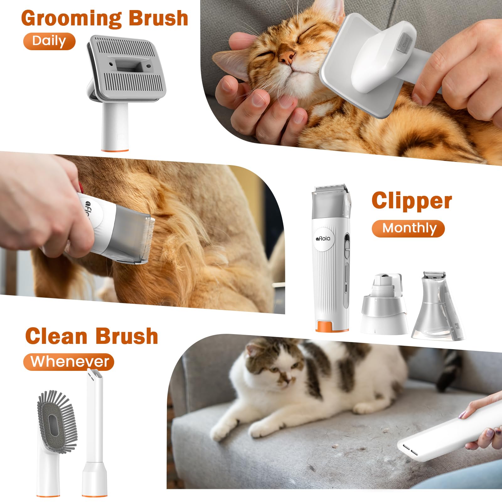Afloia Dog Grooming Kit, Pet Grooming Vacuum & Dog Clippers Nail Trimmer Grinder & Dog Brush For Shedding With 6 Pet Grooming To