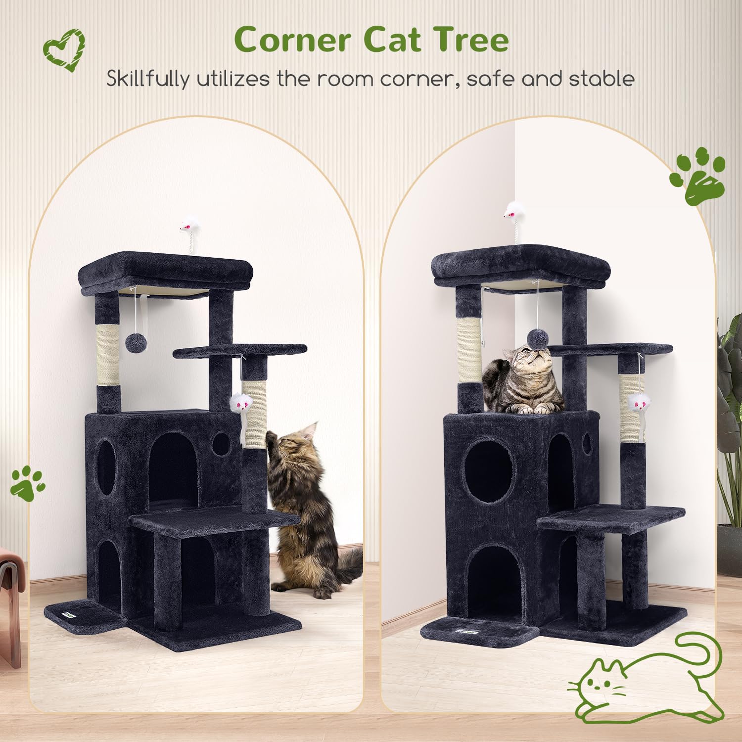 Globlazer Fc50 Cat Tree Tower For Indoor Cats, 50-Inch Adult Cat Tree House For Large Adult Cats With Steps, Scratching Post, 2