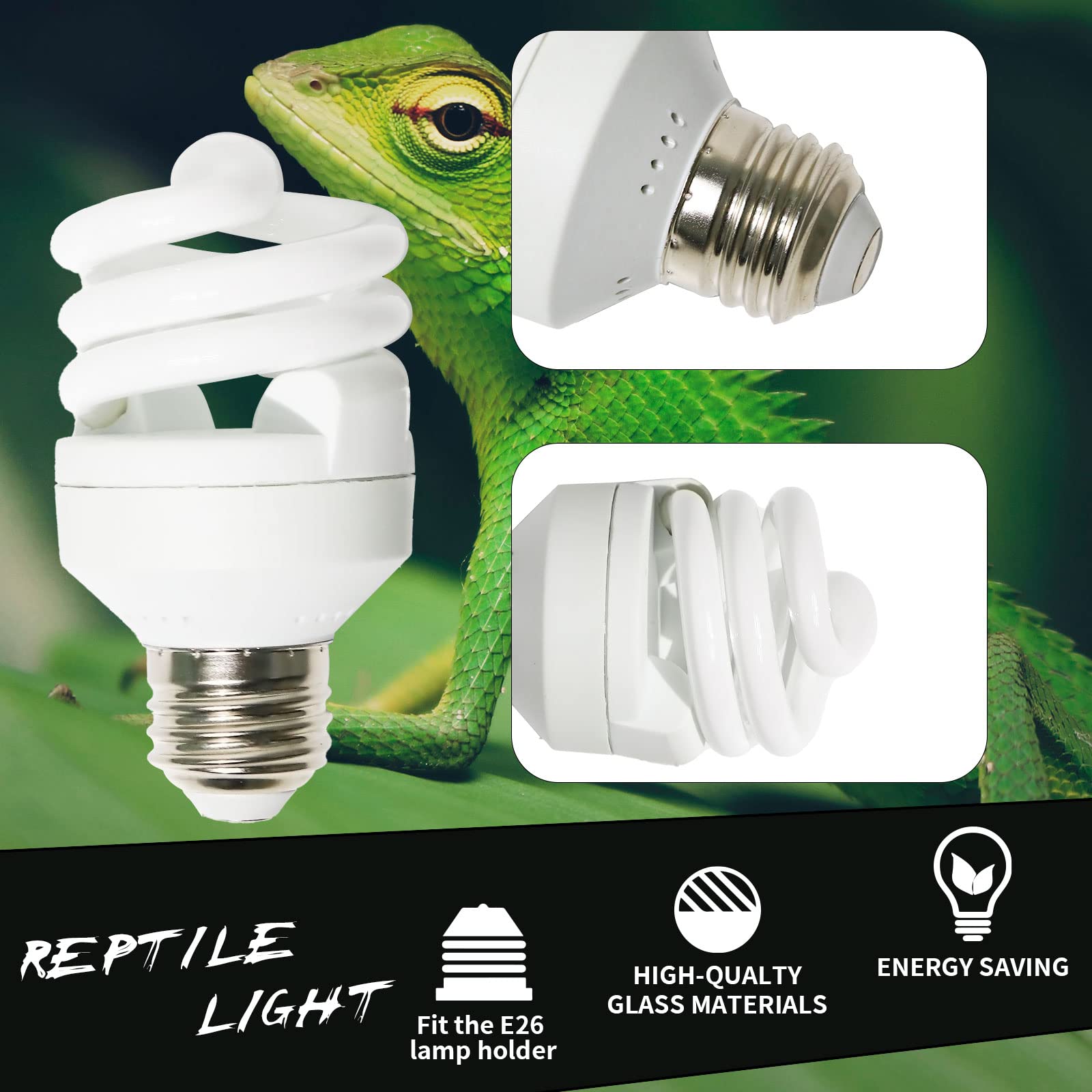 Lucky Herp Mini Uva Uvb Reptile Light 5.0 5W, Uvb Bulb For All Tropical And Sub Tropical Reptiles, Compact Fluorescent Reptile U