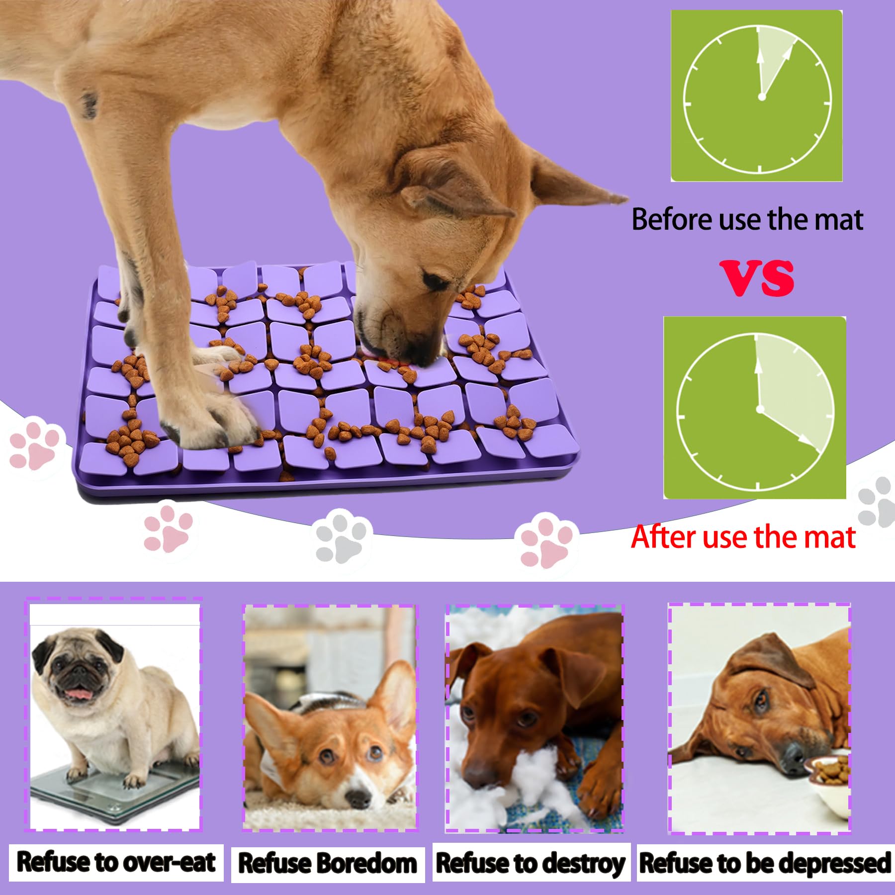 Femont Silicone Snuffle Mat for Small Medium Dogs,Slow Feeder Lick Mat for Pet Slow Down Eating,Encourages Natural Foraging Skil