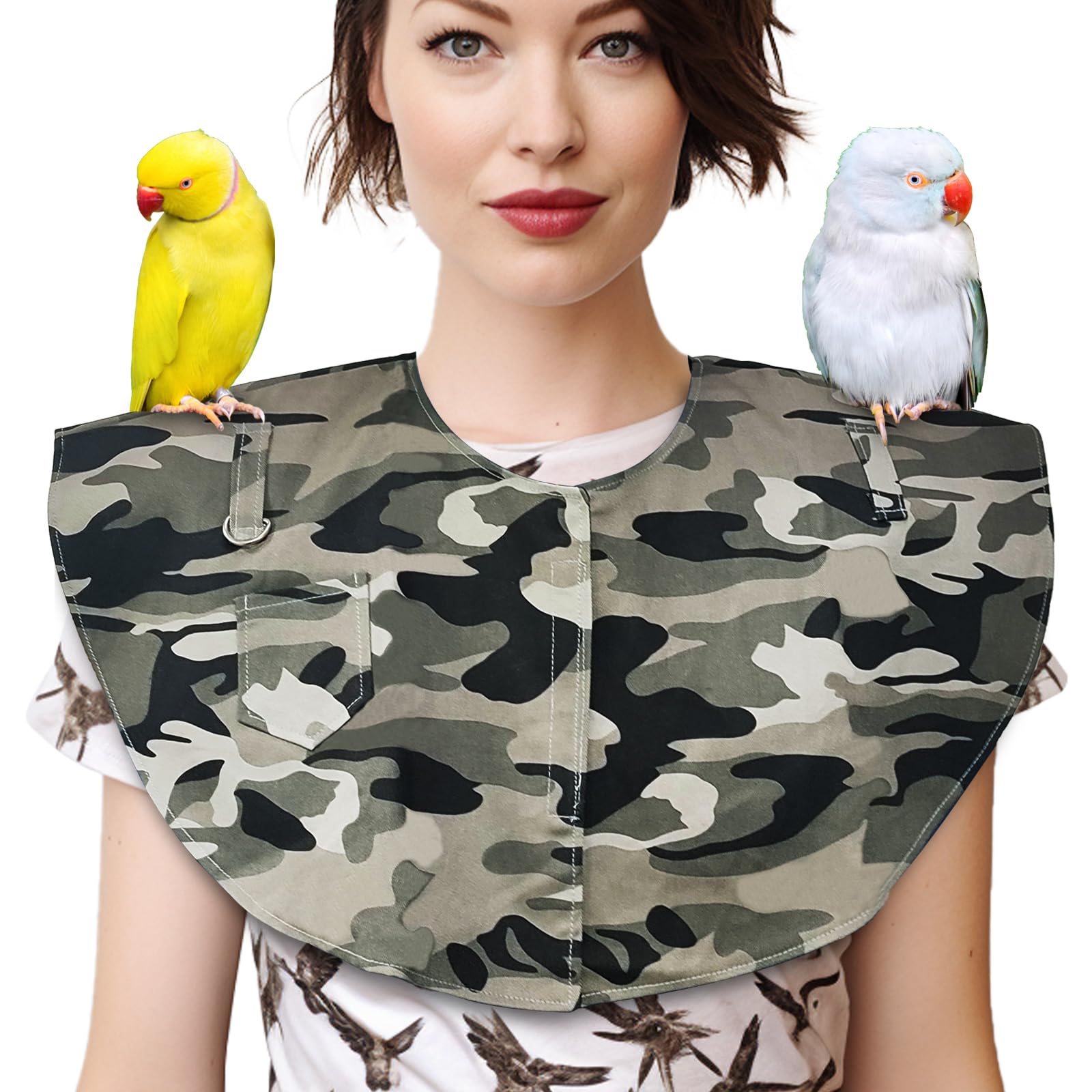 Xqigi Birds Anti-Bite Shoulder Protector, Hang Parrots Anklet Toys, Multi-Functional Pet Training Pad Poop Diaper Anti-Scratch S