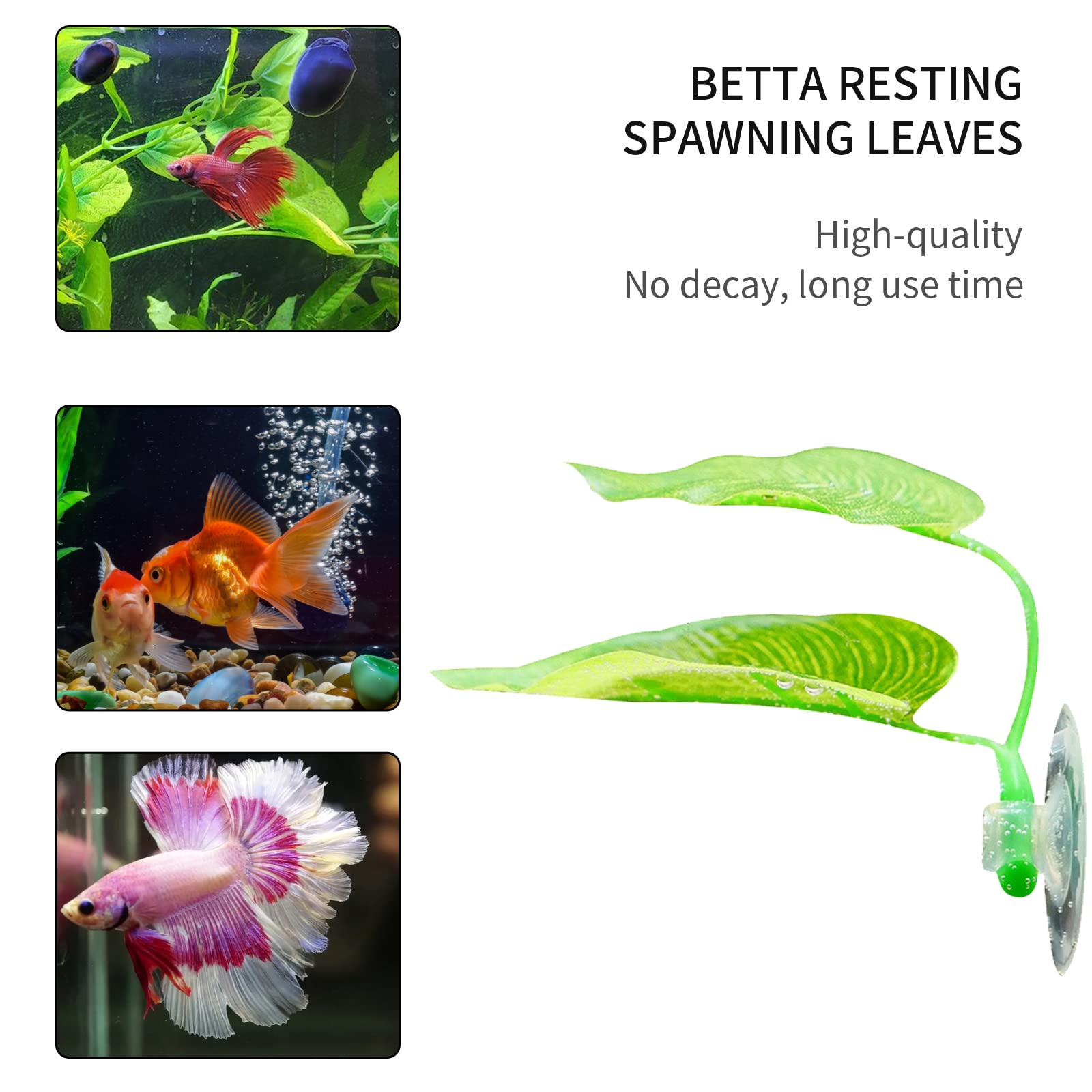 4Pcs Betta Fish Leaf Pad, Betta Leaf Hammocks With Suction Cup, Double Leaf Design, Simulating The Natural Habitat For Betta Fish Lightweight And Realistic Spawning Grounds Breeding Resting Bed