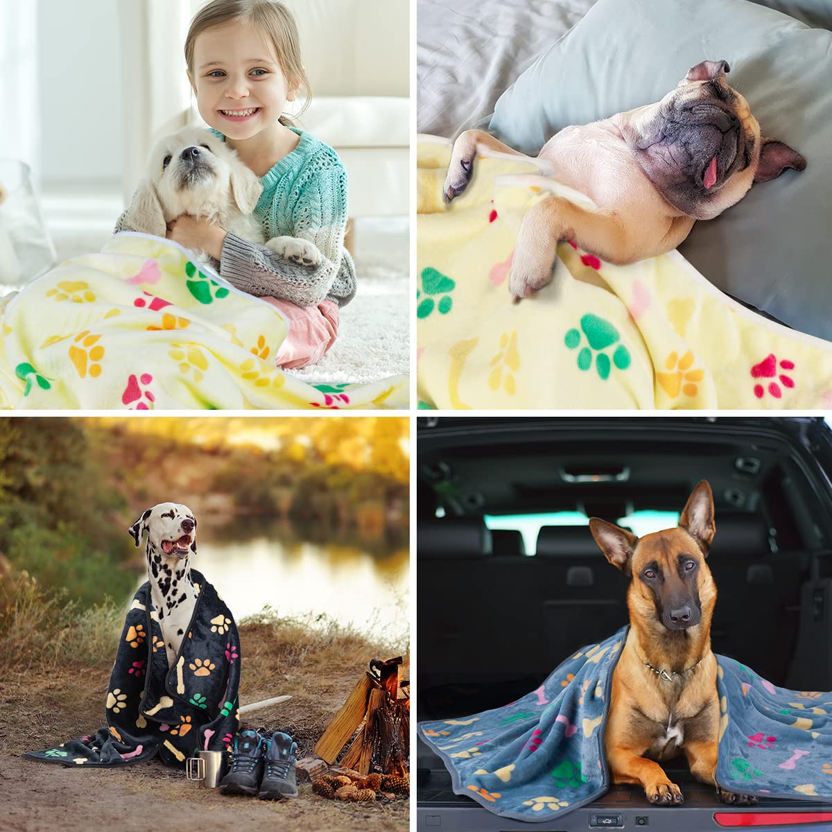 Dono 1 Pack 3 Blankets Soft Fluffy Cute Paw Pattern Fleece Pet Blanket Warm Sleep Mat Cute Print Design Puppy Kitten Blanket Doggy Mat Paw Print For Animals-23 * 16In
