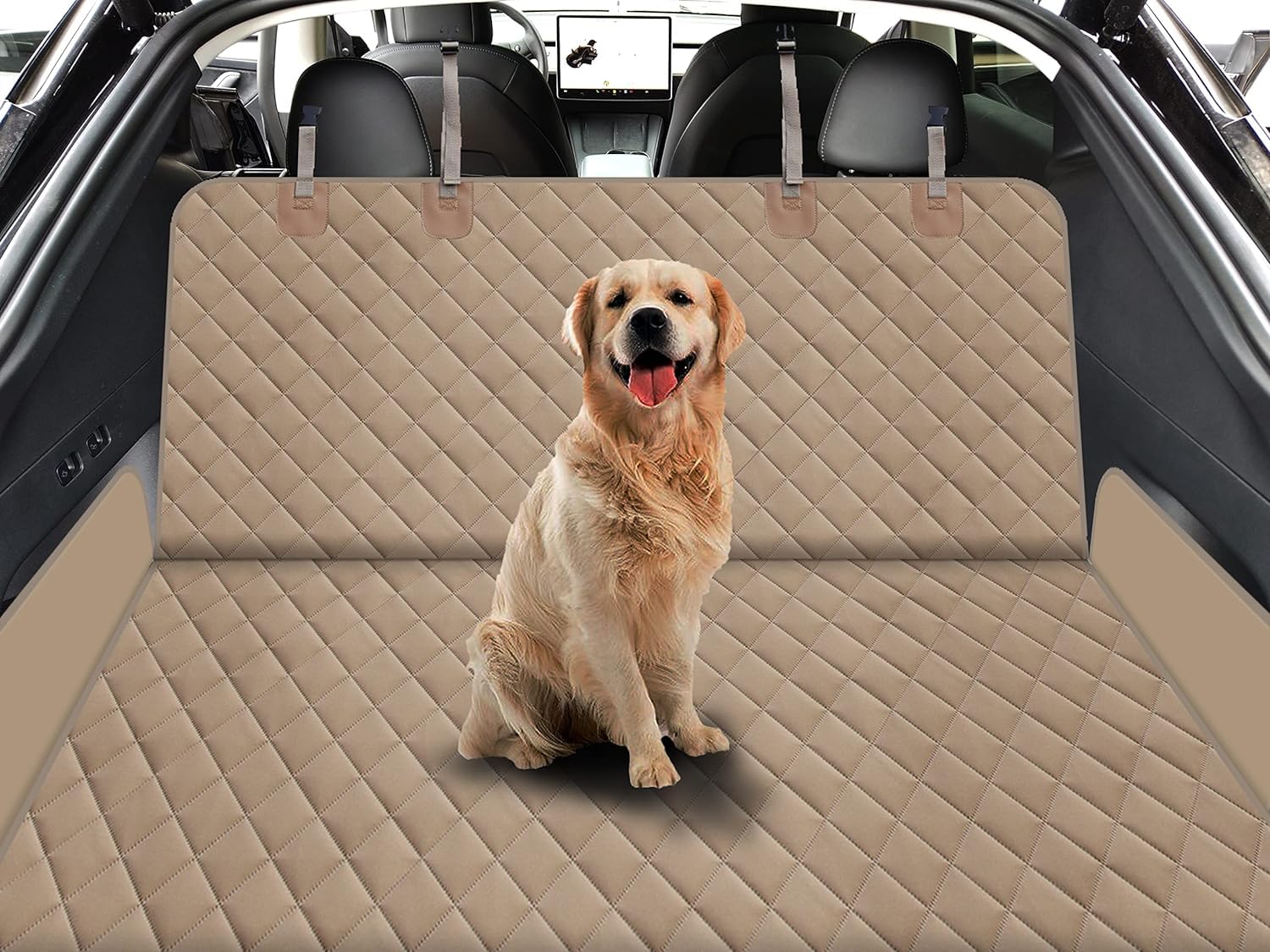 Gxt Dog Back Seat Cover Protector For Cars Suv And Trucks With Mesh Window, Scratchproof Nonslip And Waterproof Material(Dark Kh