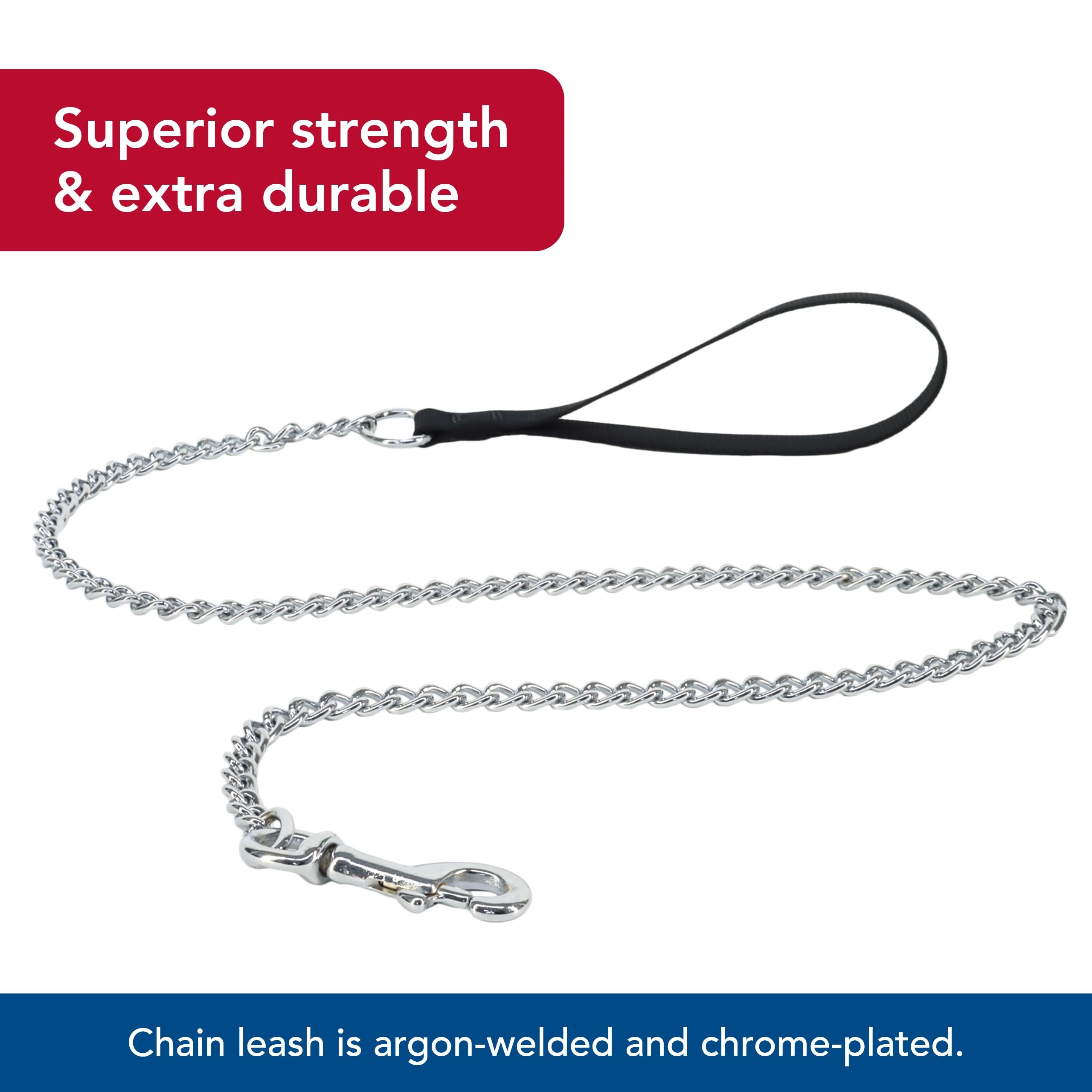 Coastal Pet Titan Chain Dog Leash With Comfortable Handle - Durable Metal Dog Leash - Heavy-Duty Dog Leash For Puppies & Dogs - Quality Dog Supplies - Black, 2 Mm X 4'