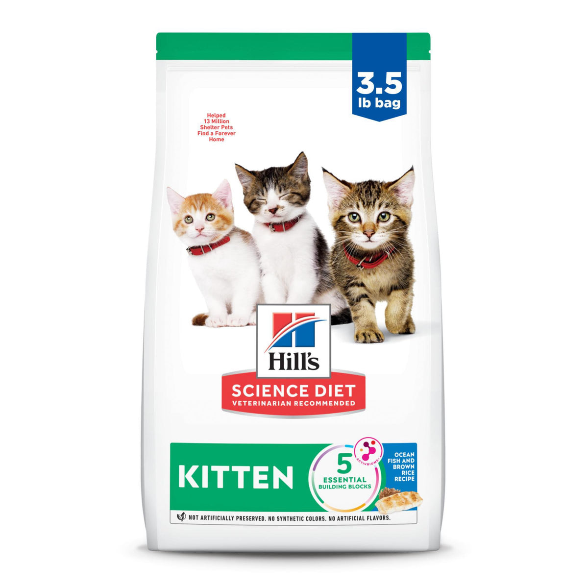 Hill'S Science Diet Kitten, Kitten Premium Nutrition, Dry Cat Food, Ocean Fish & Brown Rice, 3.5 Lb Bag