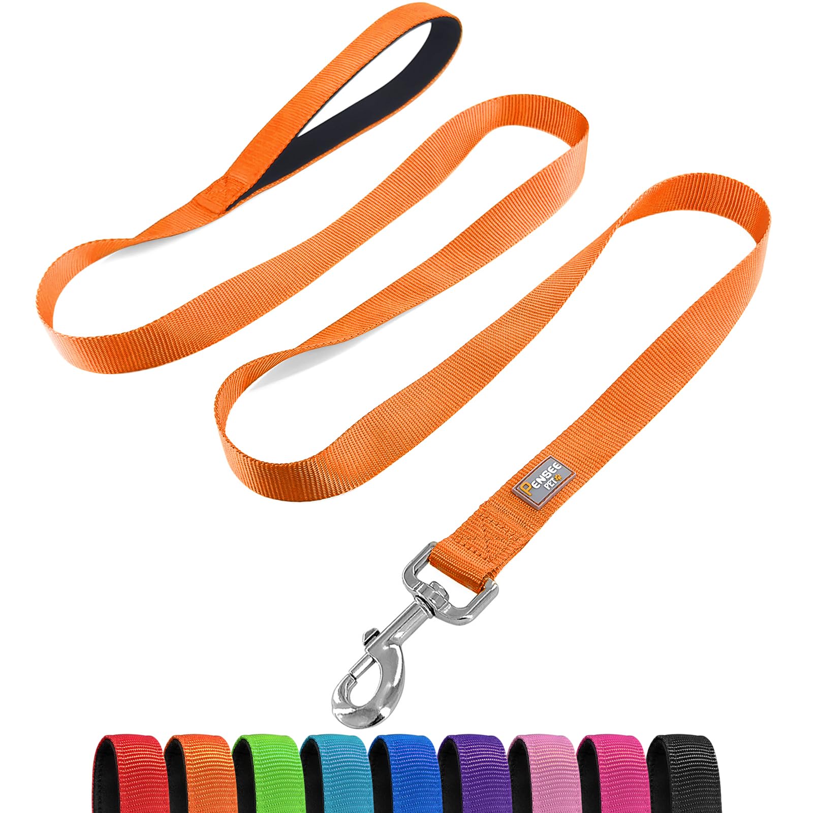 Penseepet Basic Dog Leashes 6 Ft Padded Handle Nylon Dogs Leashes For Medium Dogs Orange