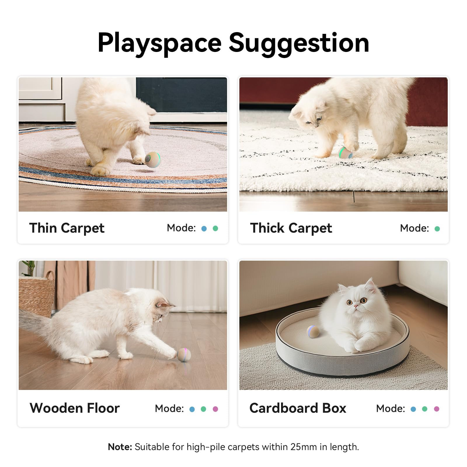 Cheerble Wicked Ball M3 - Interactive Apricot Cat Toy for Indoor Kittens, Smart Anti-Depression Ball with Light