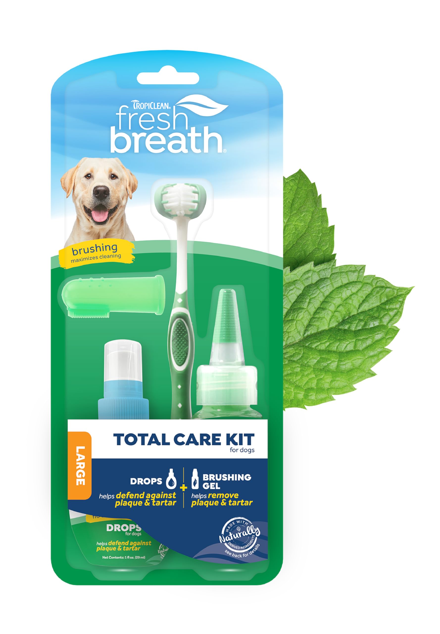 TropiClean Fresh Breath & Tartar Control Total Care System for Large Dogs | Dog Toothpaste & Brush | Dental Gel for Dogs