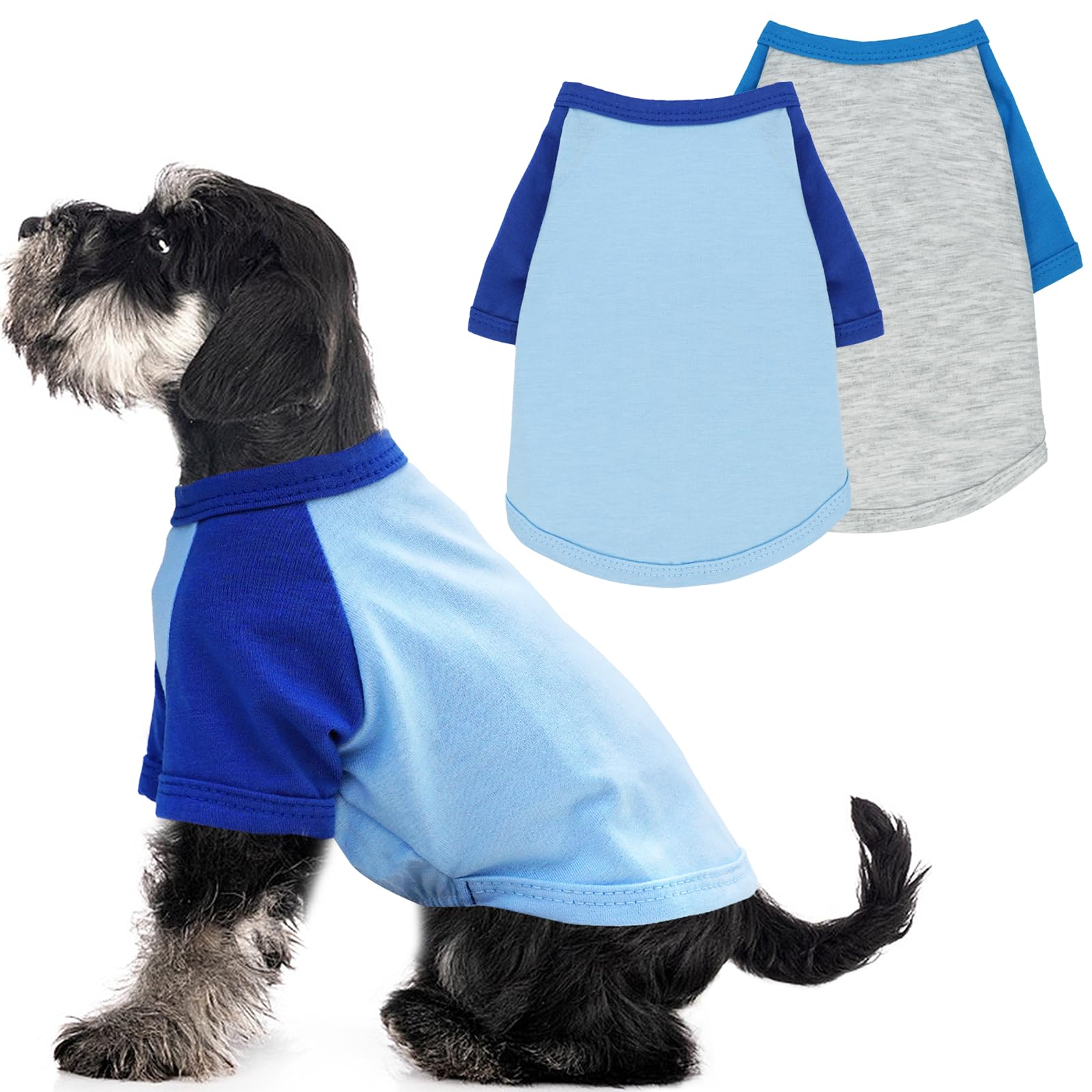 2 Pack Puppy Clothes For Small Dogs Summer Dog Shirt Soft Stretchy Dog Clothes For Medium Dog T-Shirts Lightweight Dogs Pet Cat 