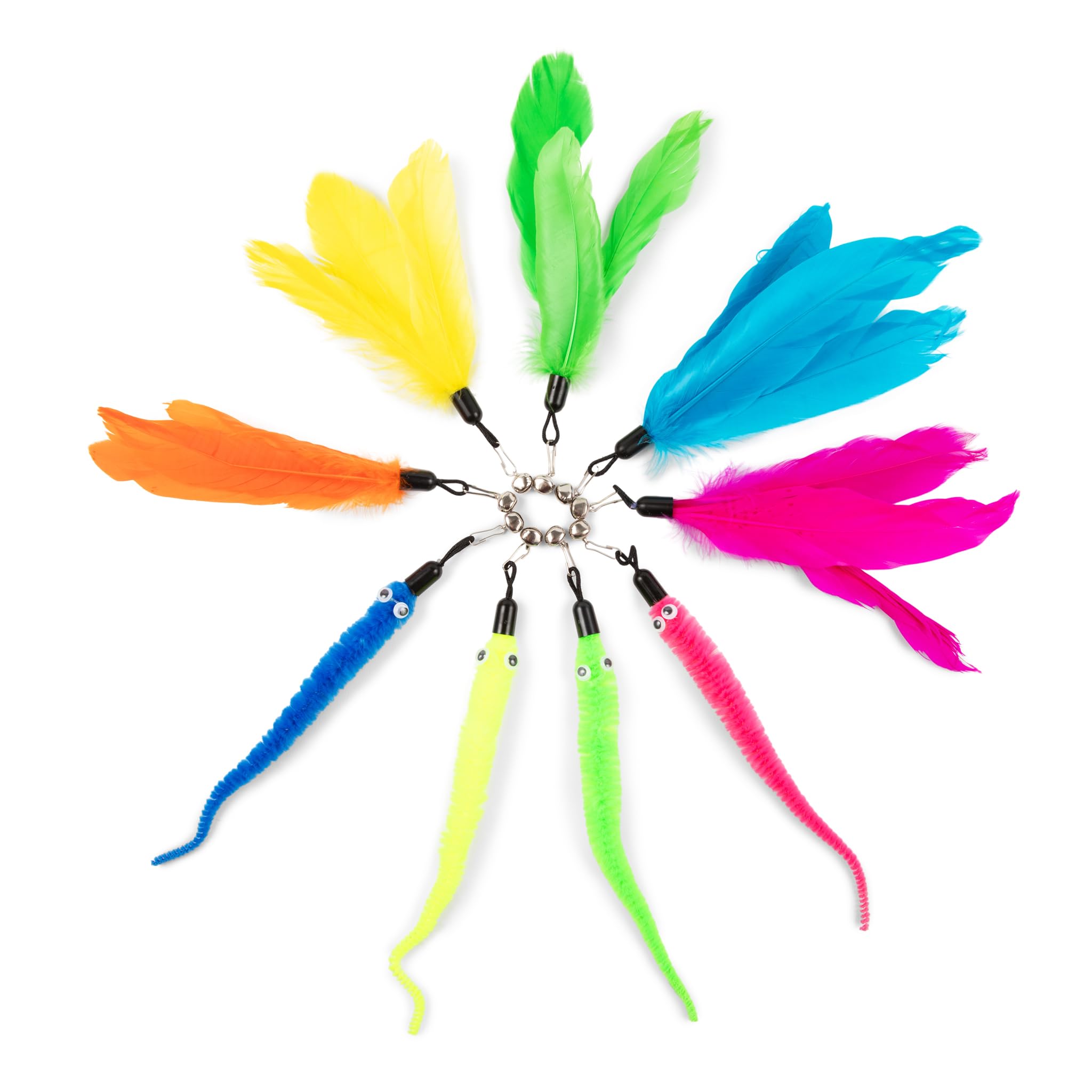 Pawsitive Interactive Cat Toys - Retractable Feather Wand With Refill Set 12Pcs - Perfect For Indoor Cats To Chase, Exercise & B