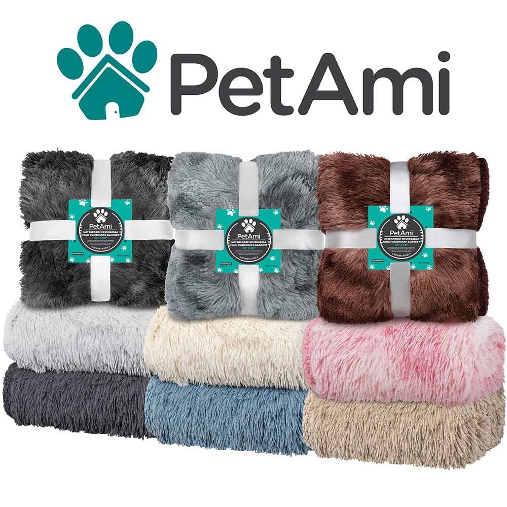 Petami Waterproof Dog Blanket For Medium Large Dog, Puppy Pet Blanket Couch Cover Protection, Sherpa Fleece Fuzzy Cat Blanket Throw, Couch Sofa Bed Furniture Protector Reversible, 40X60 Tie-Dye Brown