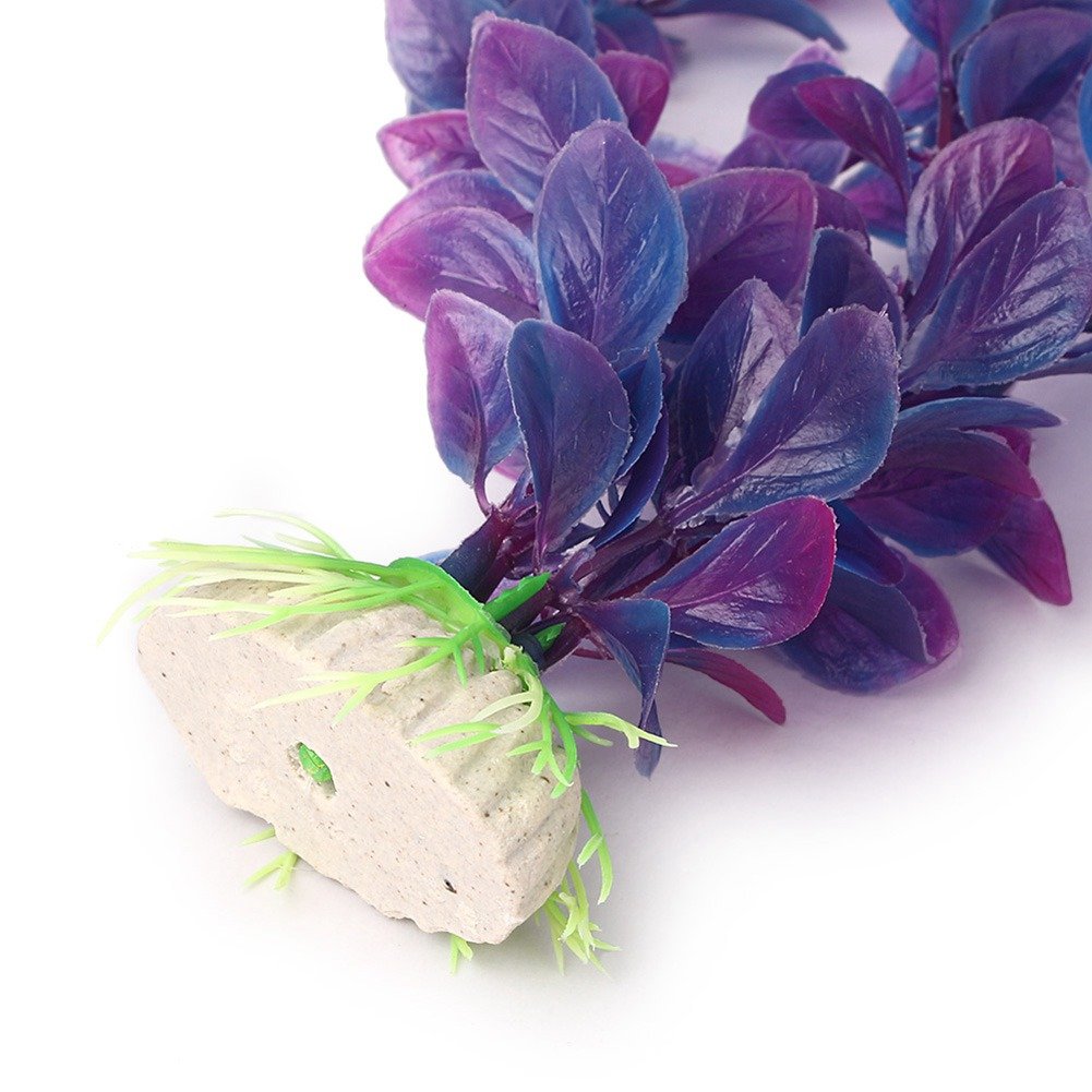 Mallofusa Artificial Aquarium Plants Decoration Plastic Water Ornament For Fish Tank Decor, 16Inch, Purple