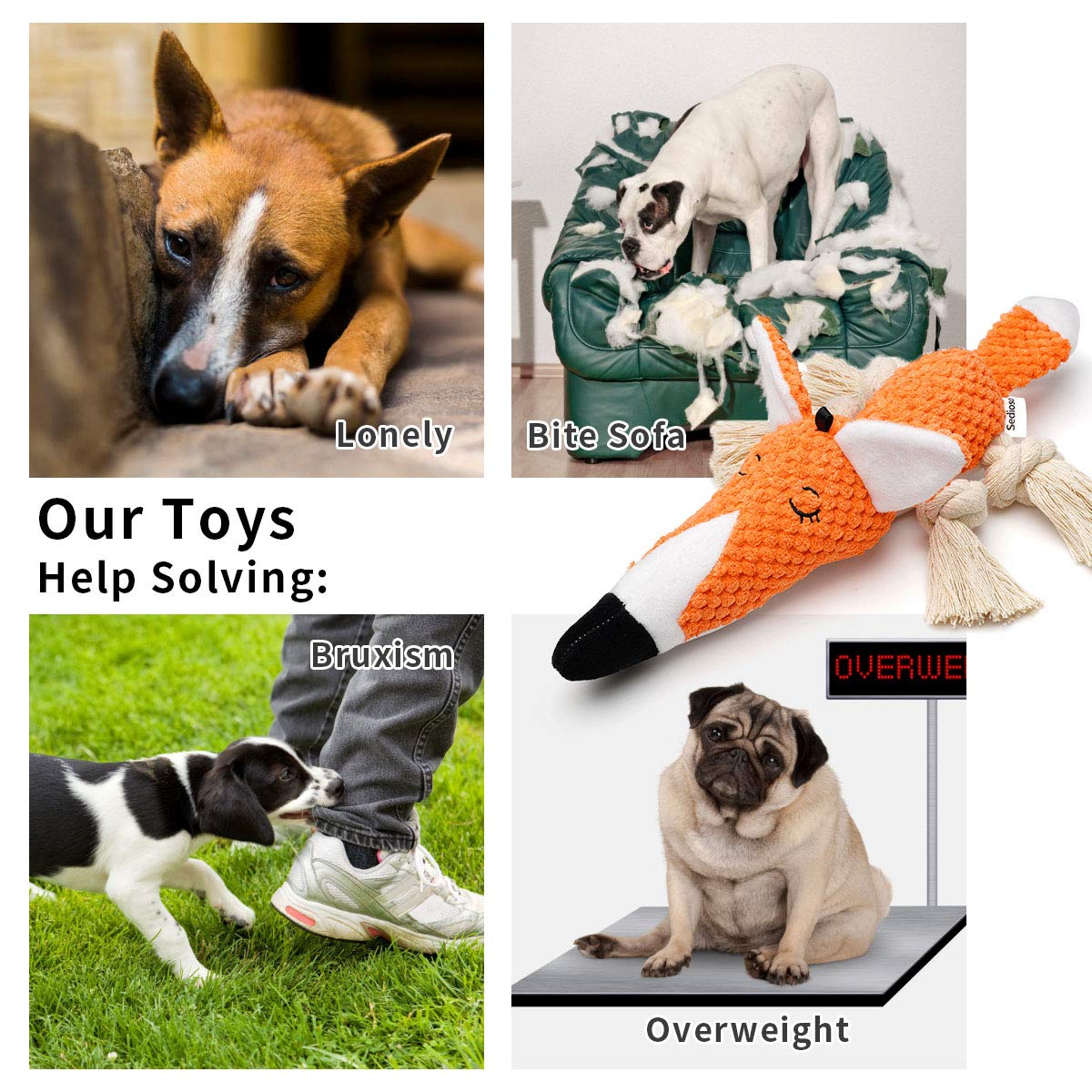Sedioso Large Dog Toys, Cute Squeaky Dog Toy, Stuffed Animal Plush Toys For Puppies, Durable Dog Chew Toys For Small,Middle,Larg