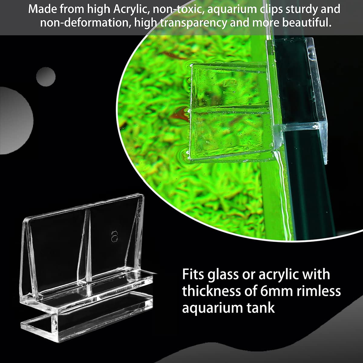 LEEFONE 16 PCS 6mm Acrylic Aquarium Cover Clip, Clear Fish Tank Glass Cover Clip Support Holder Universal Lid Clips for Rimless