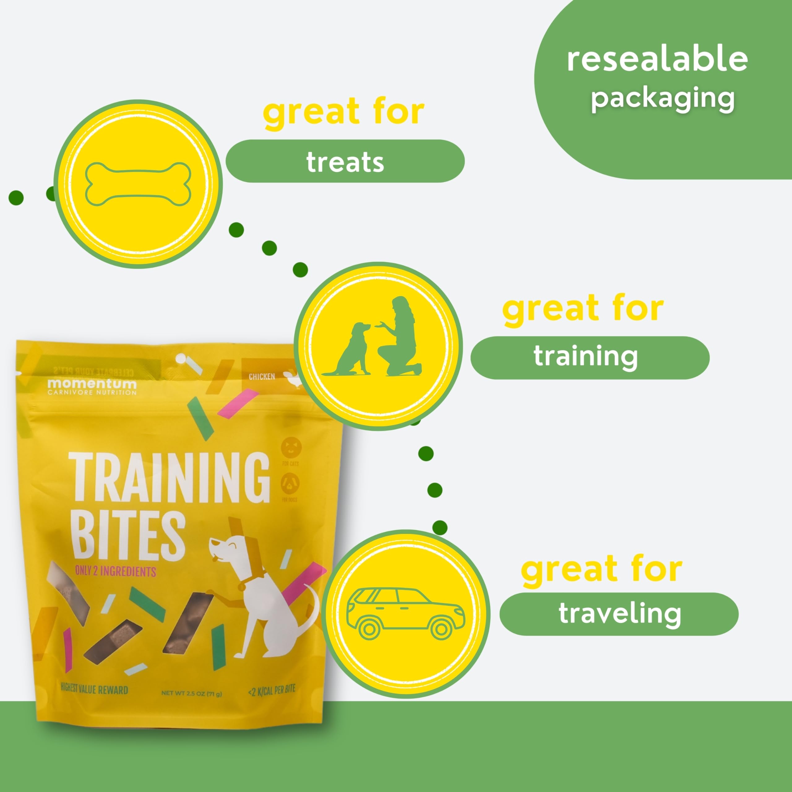 Momentum Carnivore Nutrition Freeze-Dried Chicken Training Bites - Two Ingredients-Chicken Gizzard and Heart, All-Natural Dog Tr