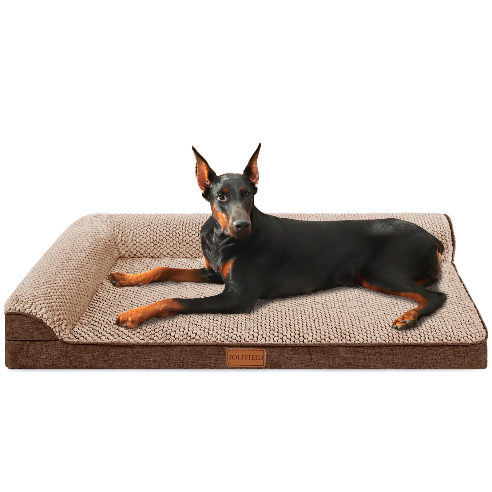 Jolifield Orthopedic Jacquard Xxl Dog Bed For Extra Large Dogs 48''X30'', Waterproof L Shaped Big Dog Sofa Pet Bed With Washable