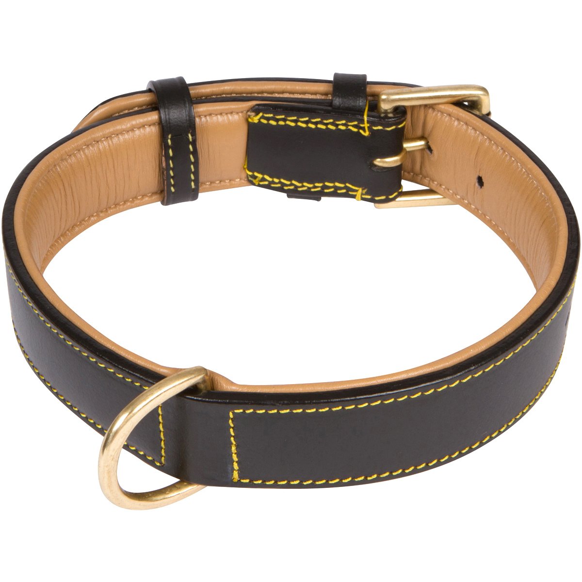 Soft Touch Collars Black Leather Dog Collar , Real Genuine Leather, Best For Large Male Or Female Dogs