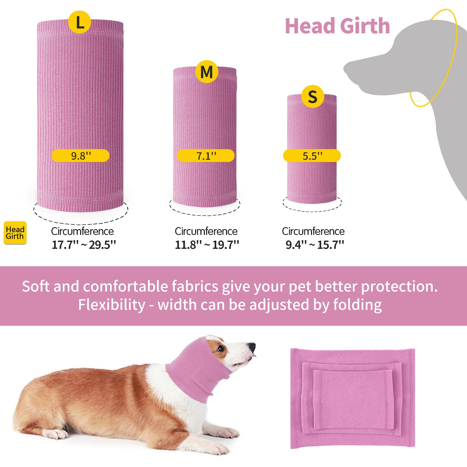 Nanaki Dog Hood Calming Ear Wrap, Quiet Dog Headband Dog Head Cover Snood Dog Ear Fireworks Muffs, The Grooming And Force Drying